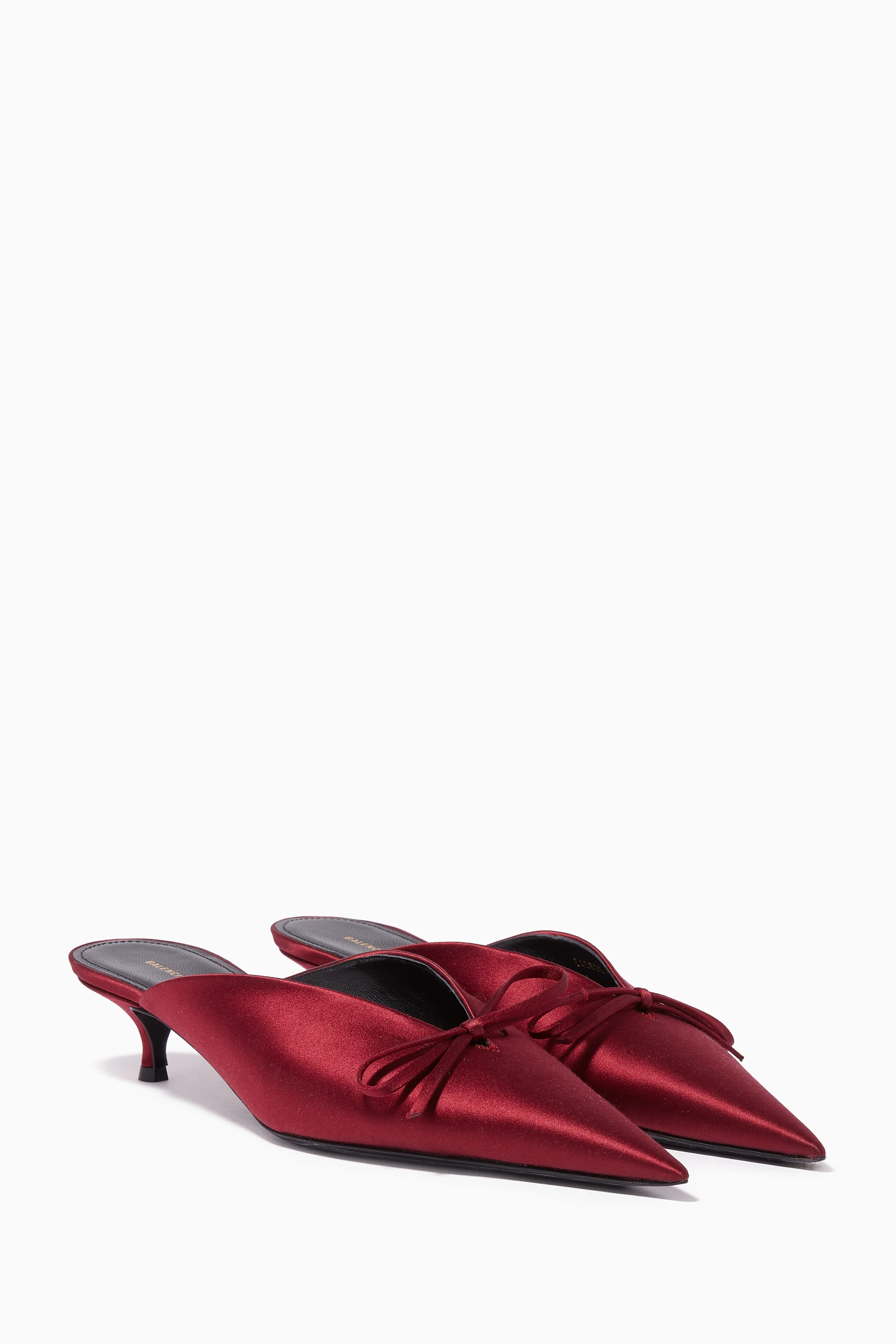 Buy Balenciaga Red Bordeaux Red Satin Knife Mules for Women in UAE Ounass