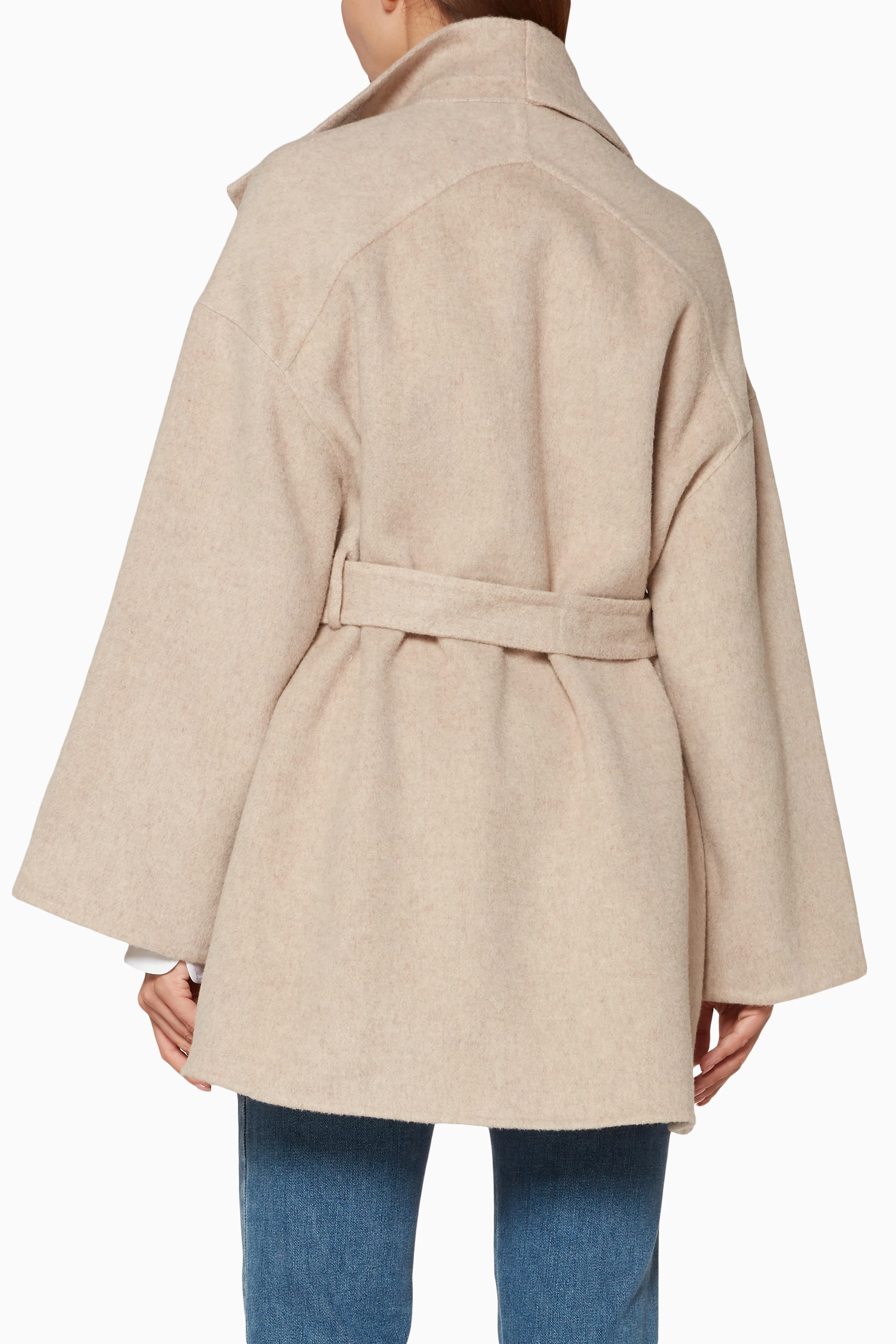Buy Vince Neutral Beige Cashmere Blanket Coat for Women in UAE