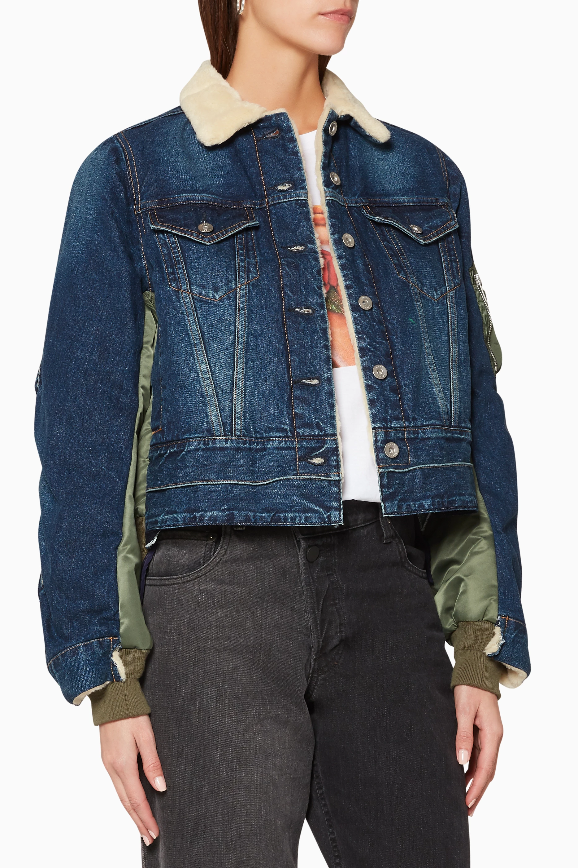 Sacai denim shop bomber jacket