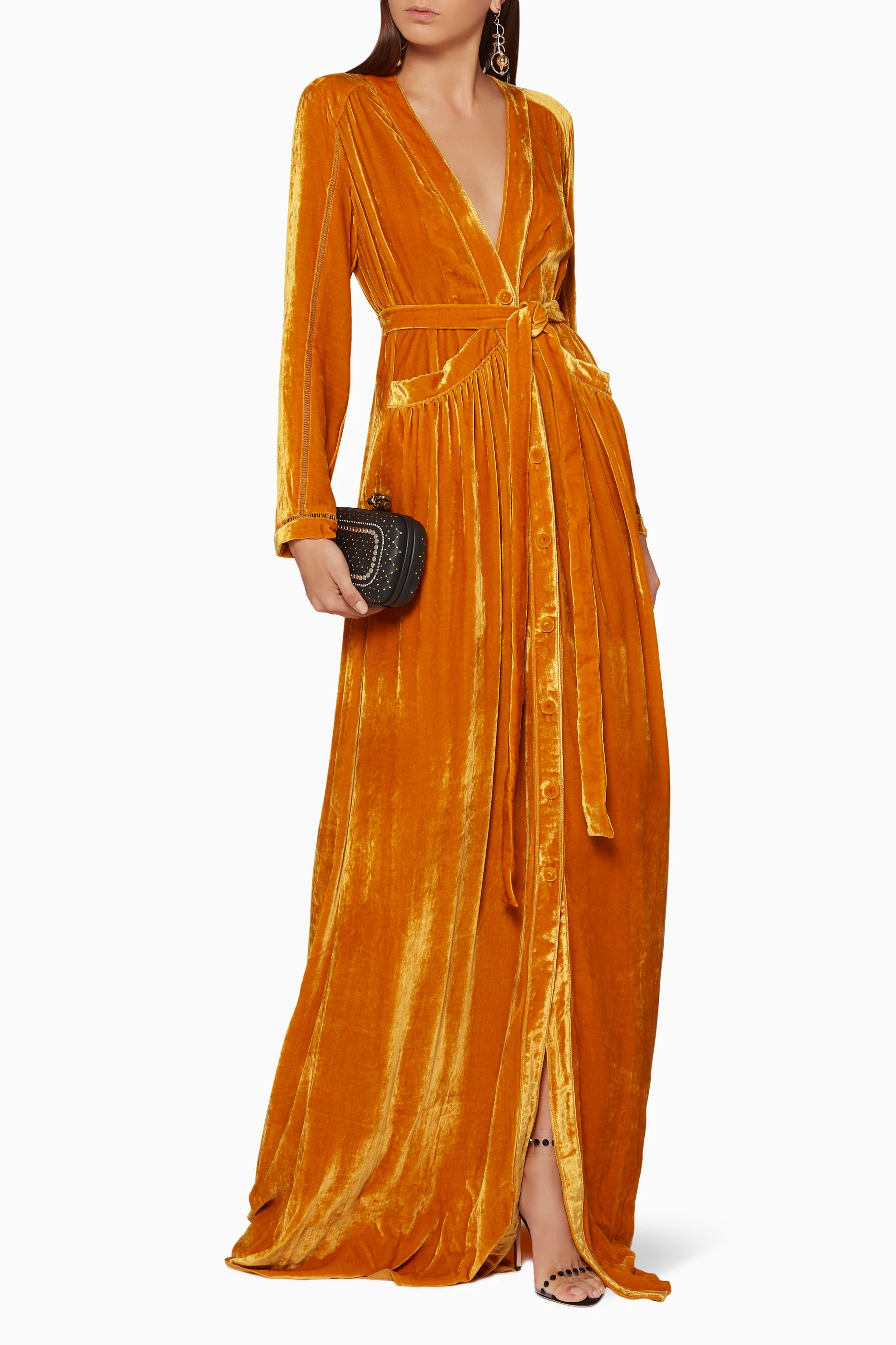 Buy Bottega Veneta Yellow Marigold Yellow Velvet Dress for Women in UAE Ounass