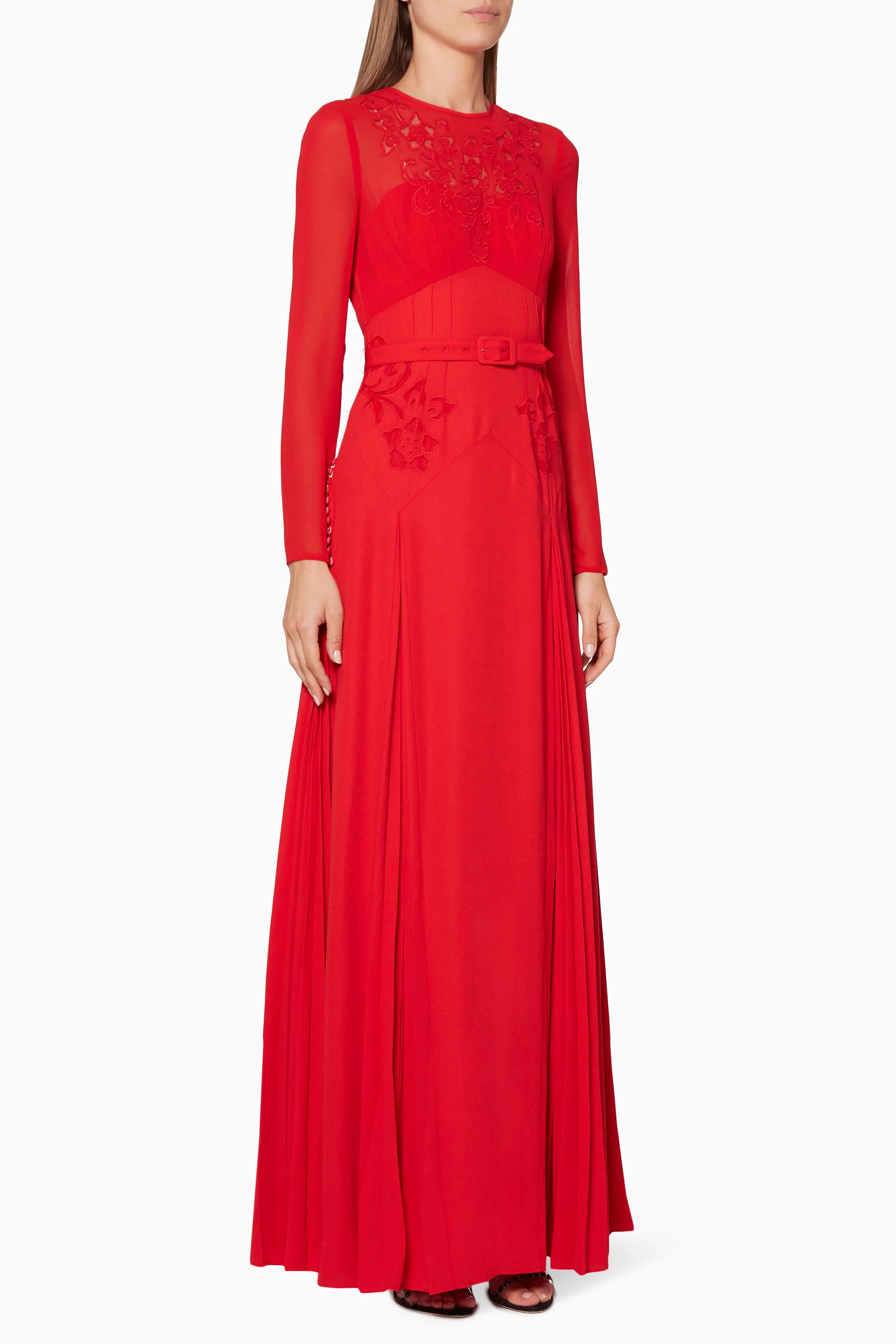 Buy Self Portrait Red Red Embroidered Maxi Dress for Women in UAE