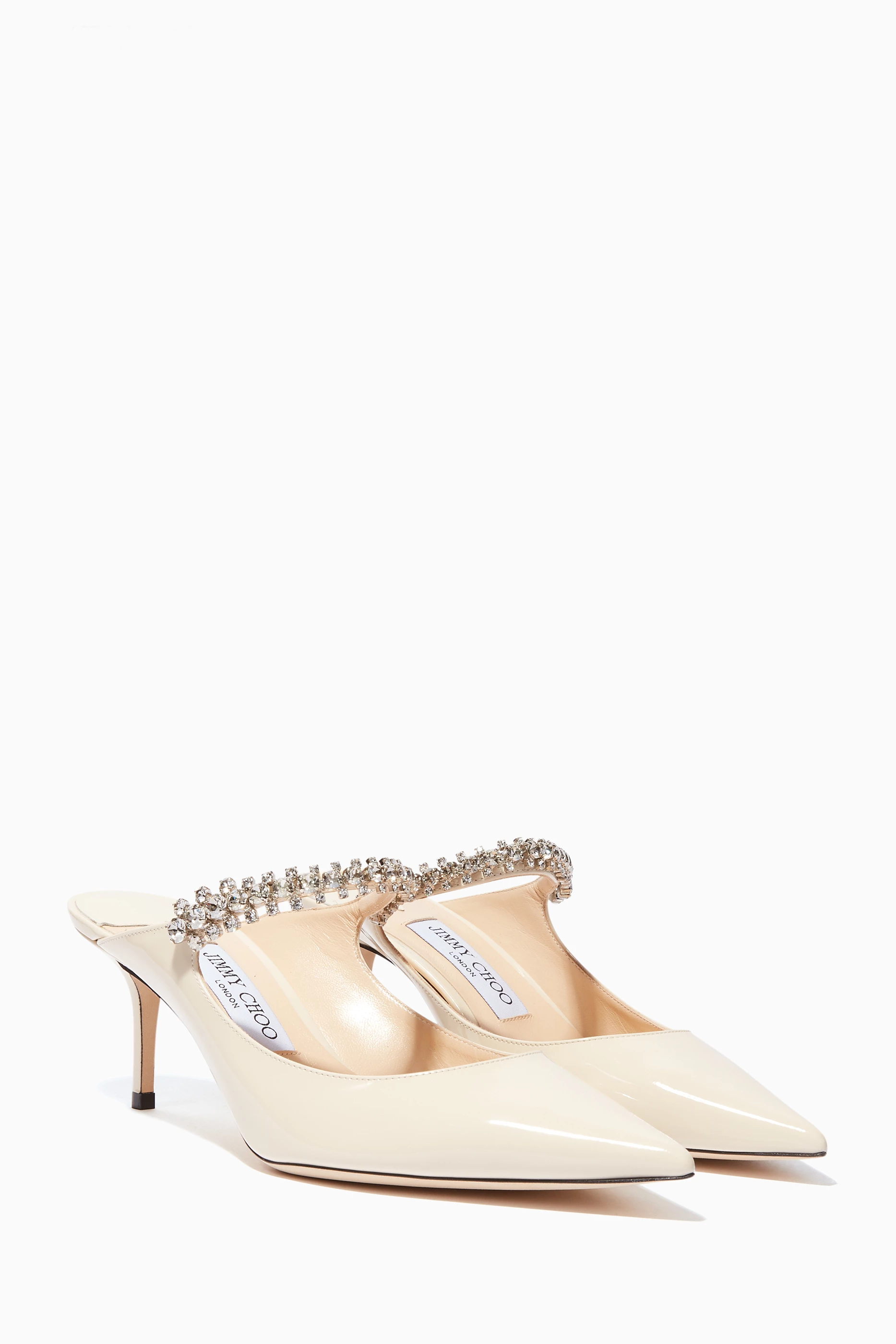 Buy Jimmy Choo Neutral Bing 65 Mules in Patent Leather for Women
