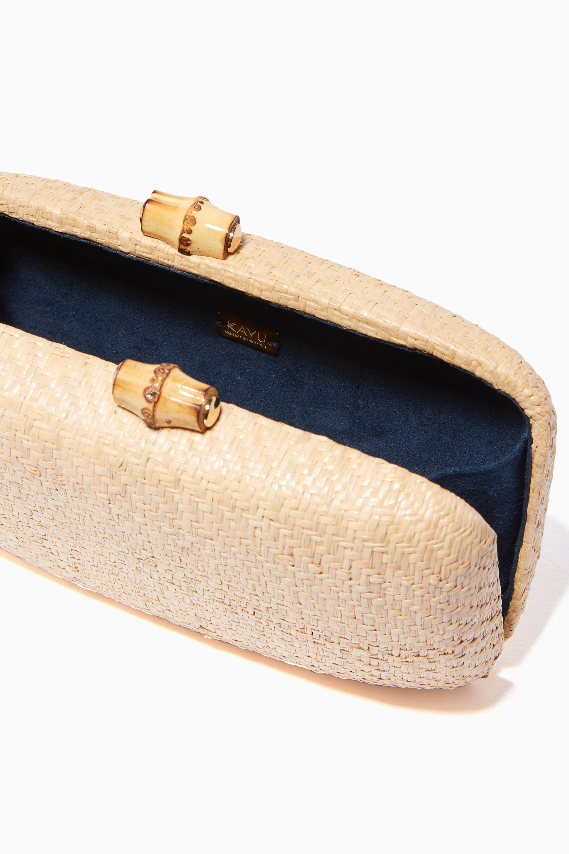 Kayu on sale straw clutch