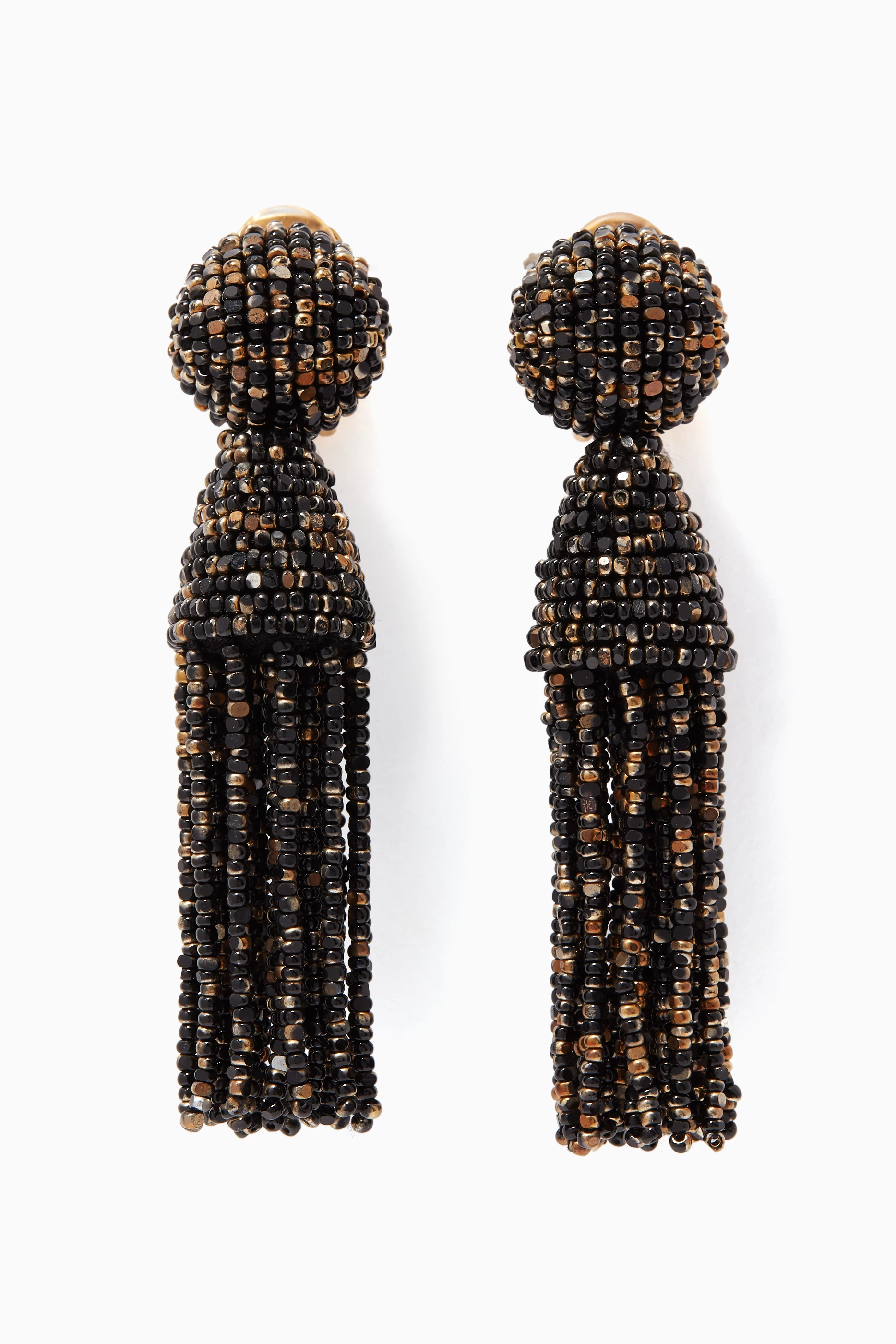 Oscar de la renta black tassel earrings online