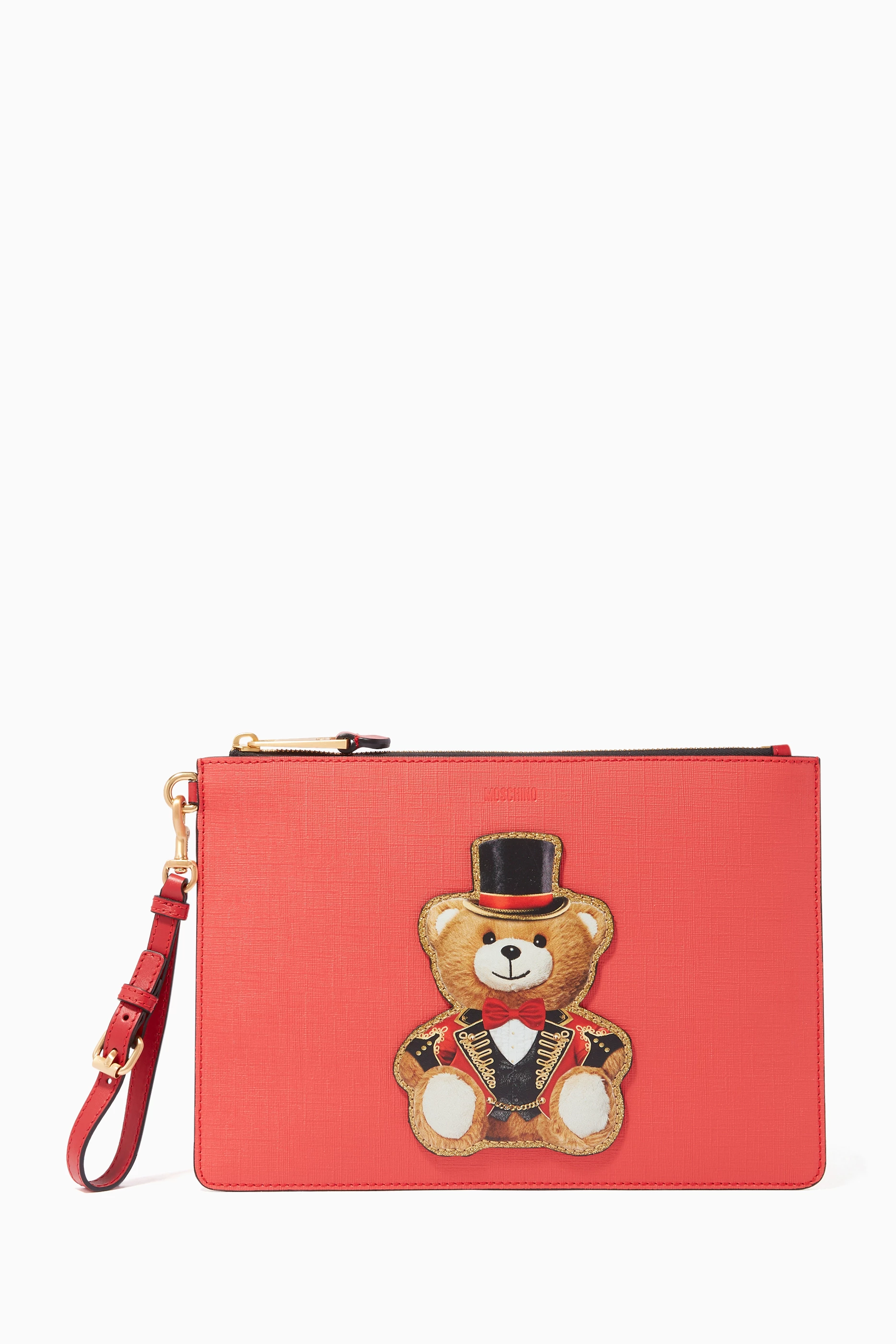 Buy Moschino Red Red Teddy Circus Clutch Bag for Women in UAE Ounass