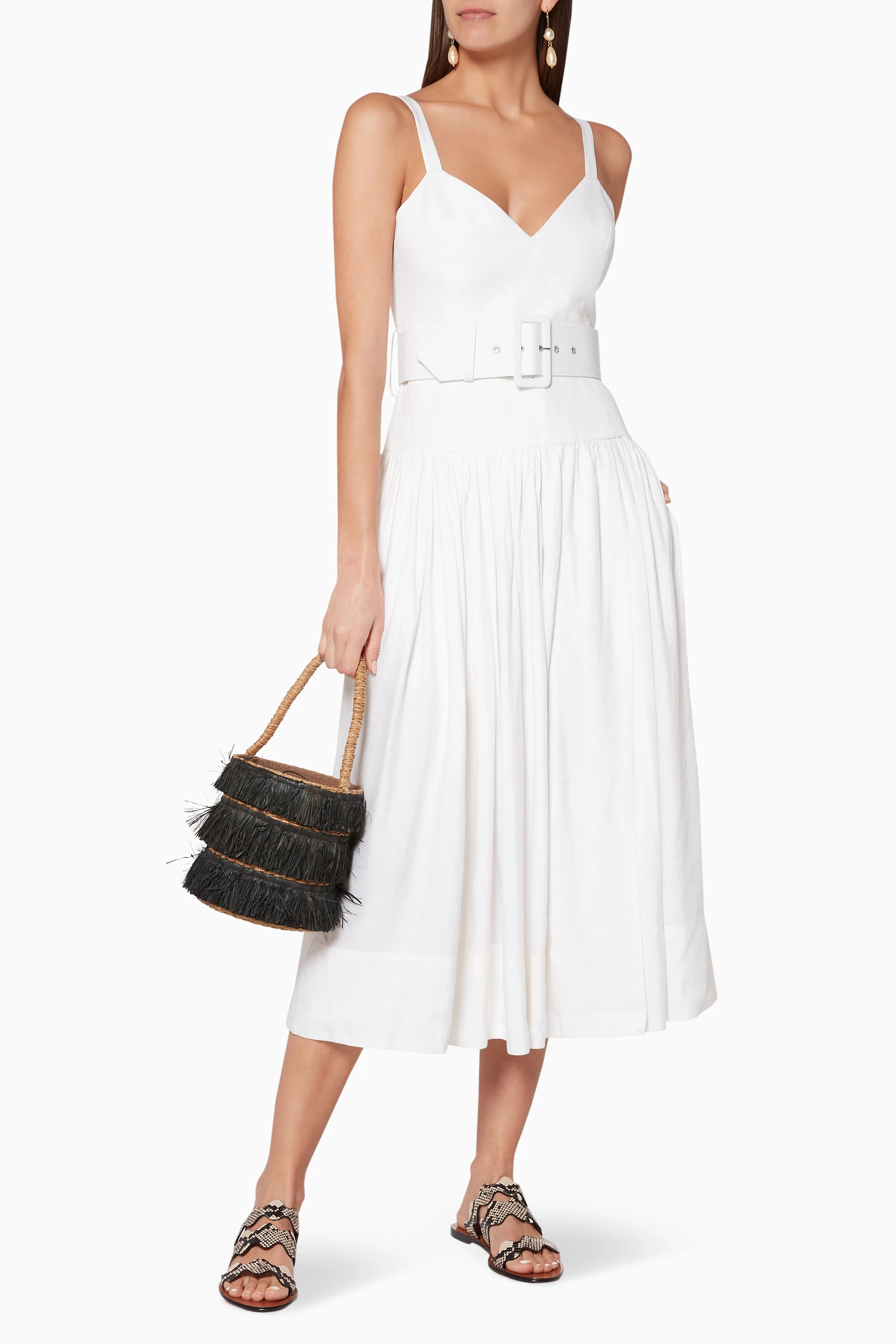 Shona joy gaia linen fitted midi dress discount