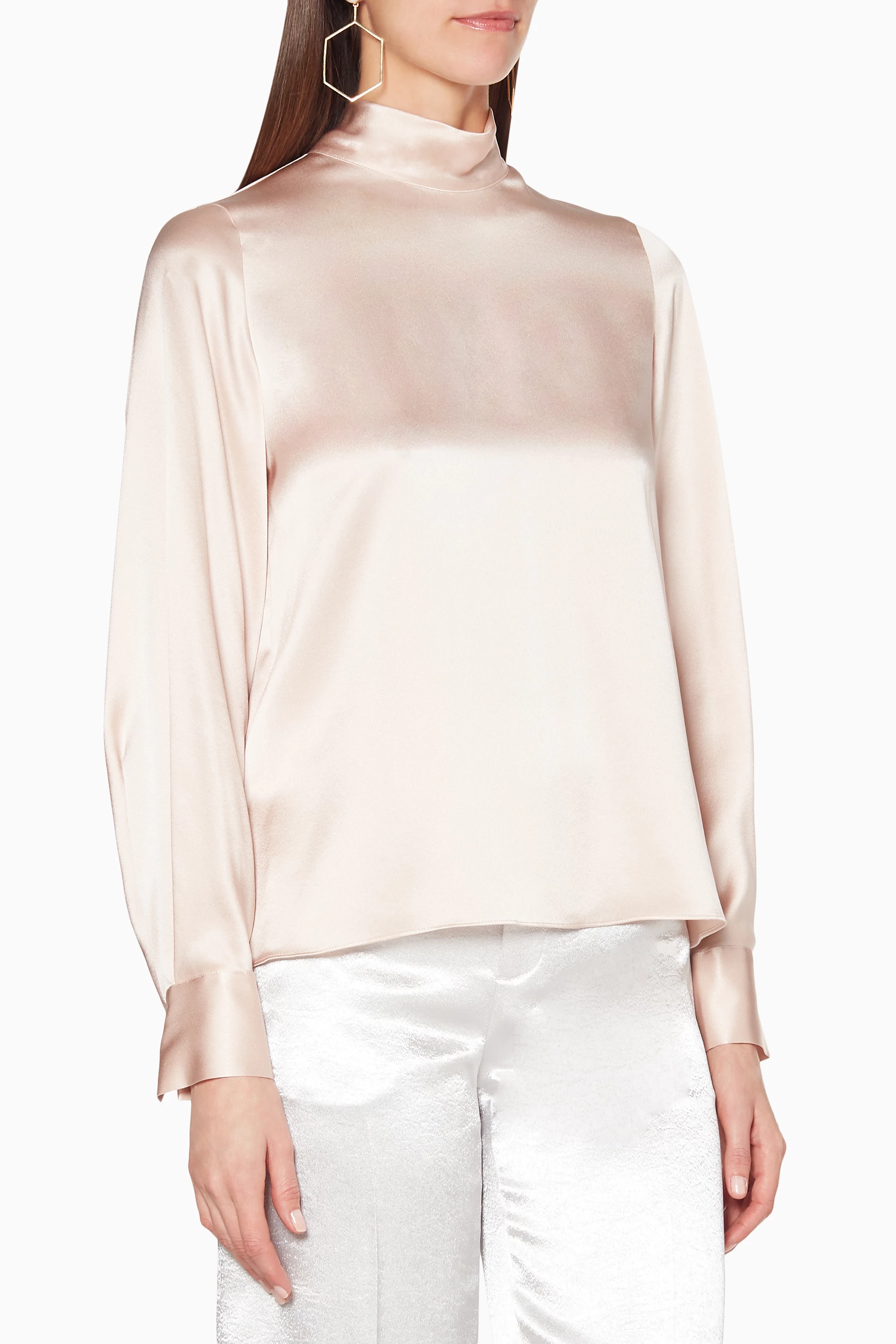 Satin deals turtleneck blouse
