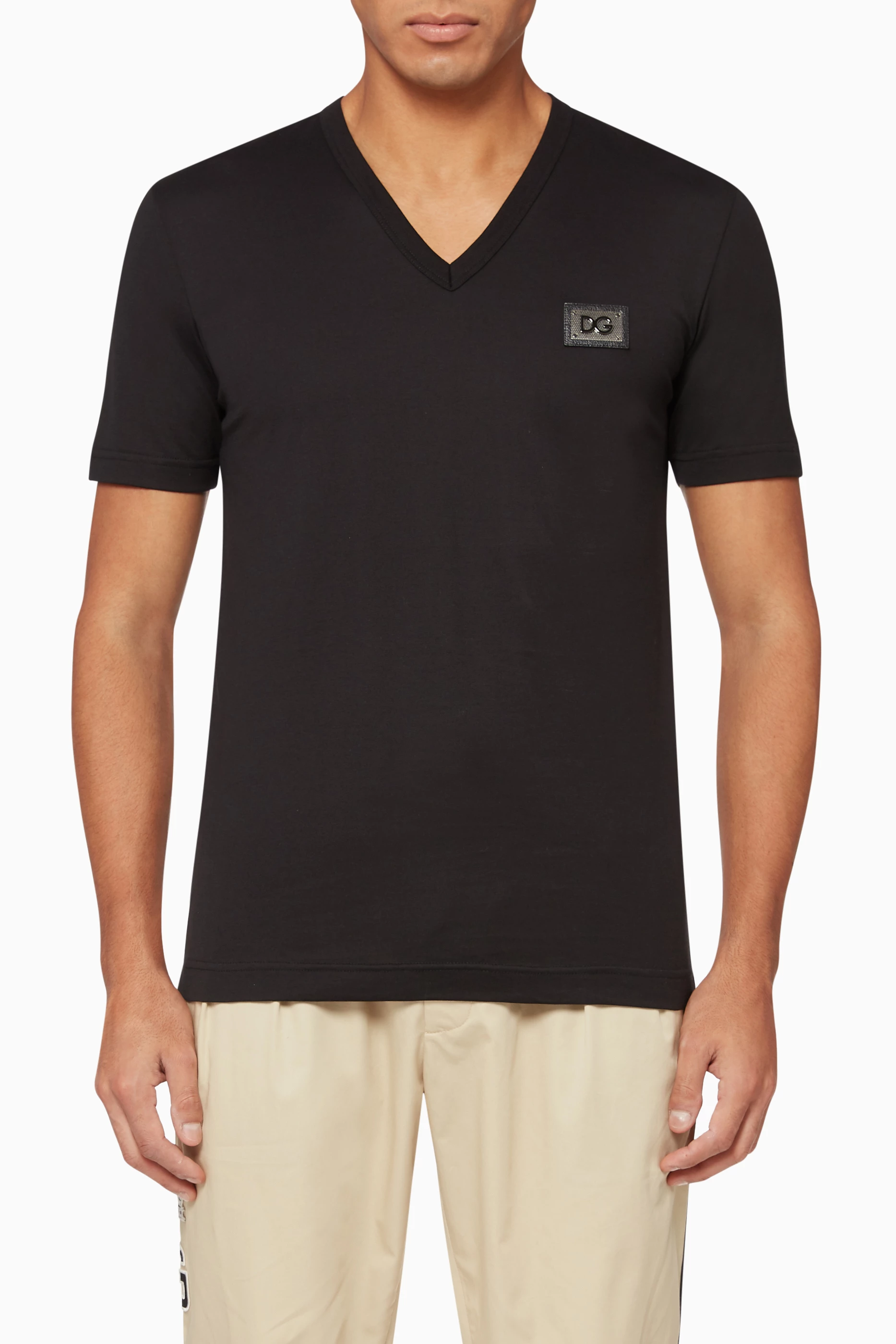Dolce and gabbana black v outlet neck t shirt