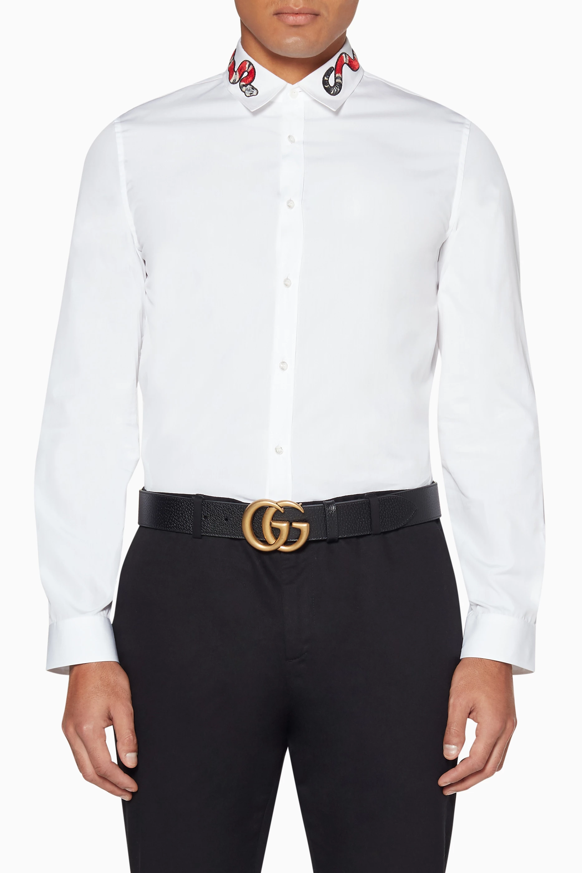 NWT Gucci Kingsnake Snake Iconic White Duke Button Down Dress Shirt Sz 37  14.5