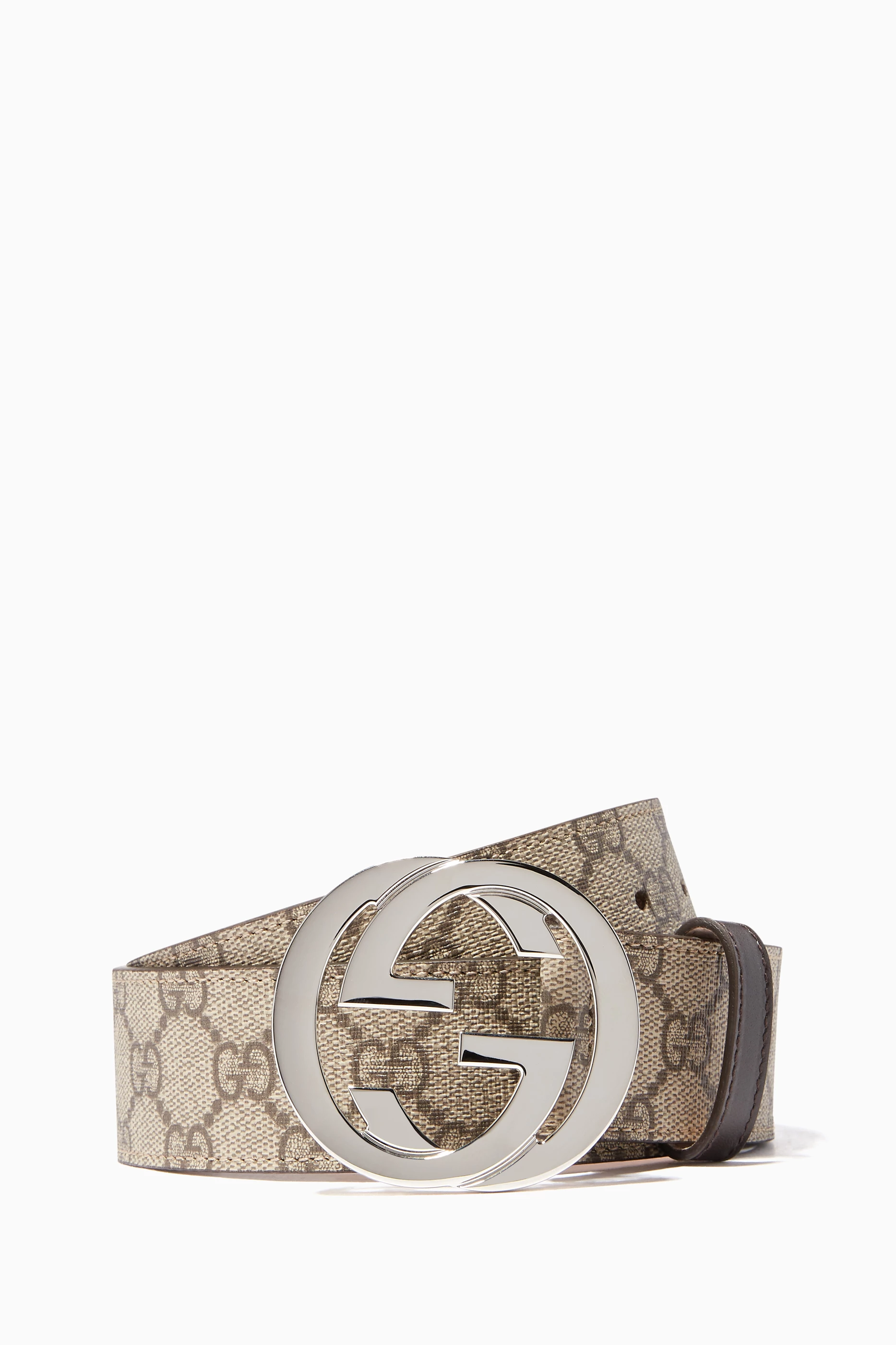 Buy Gucci Neutral Beige Ebony GG Supreme Belt for Men in UAE Ounass