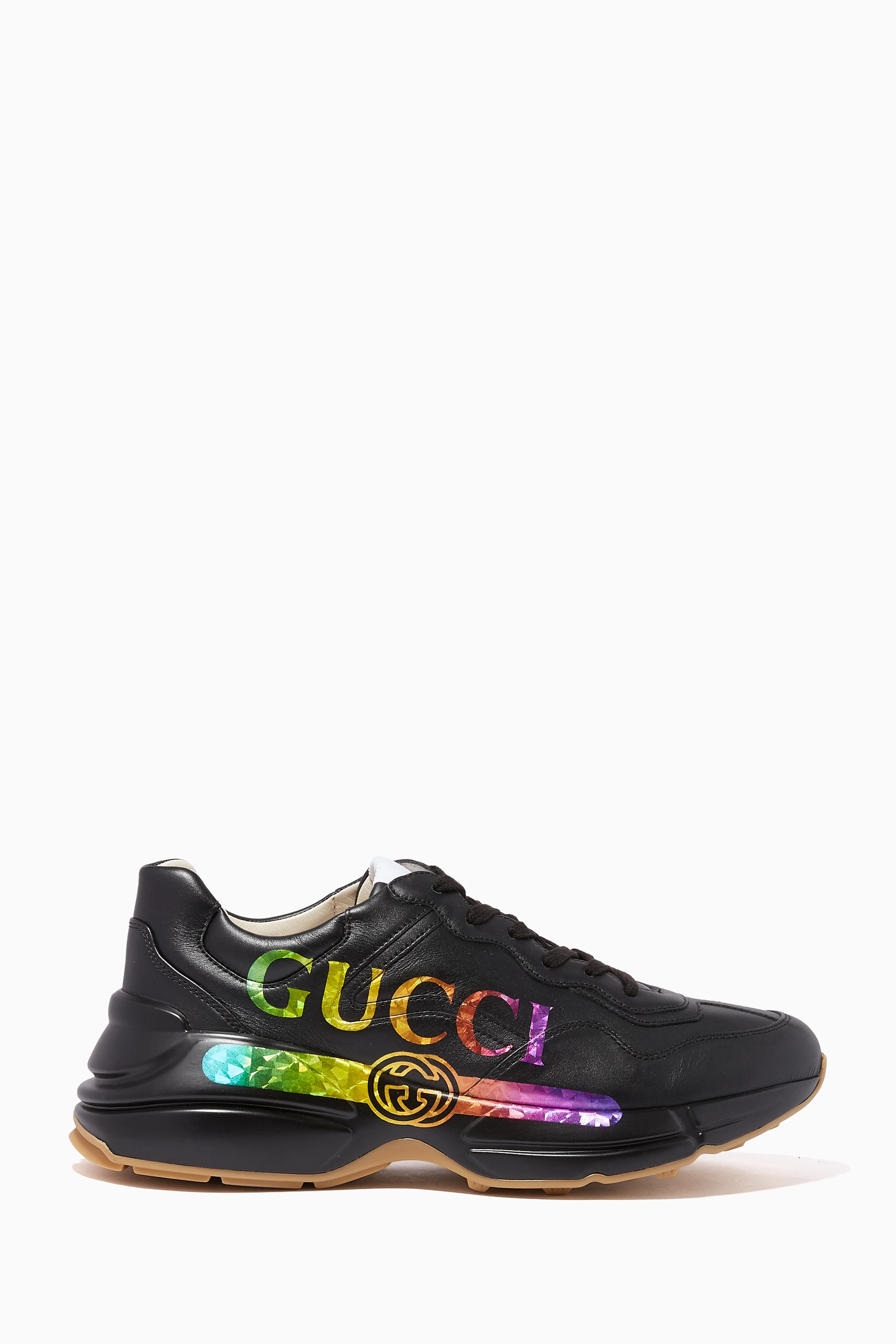 Buy Gucci Black Rhyton Rainbow Logo Sneakers for Women in UAE Ounass