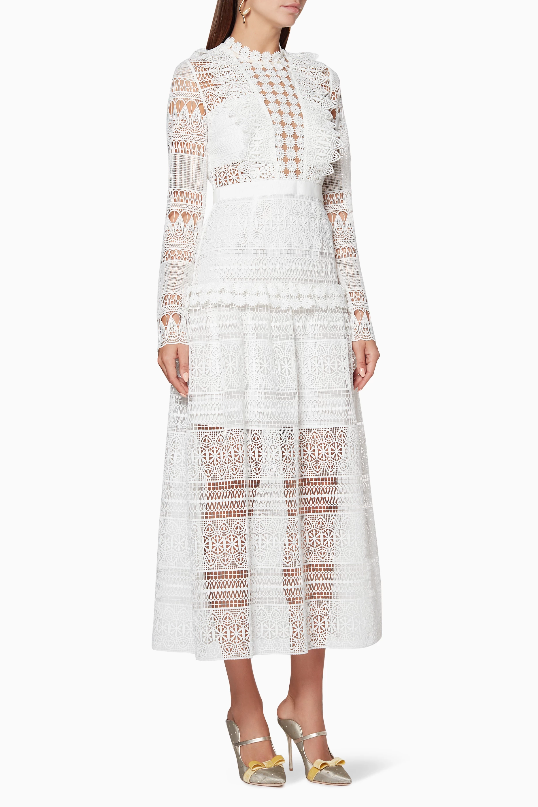 Self portrait spiral lace midi dress discount