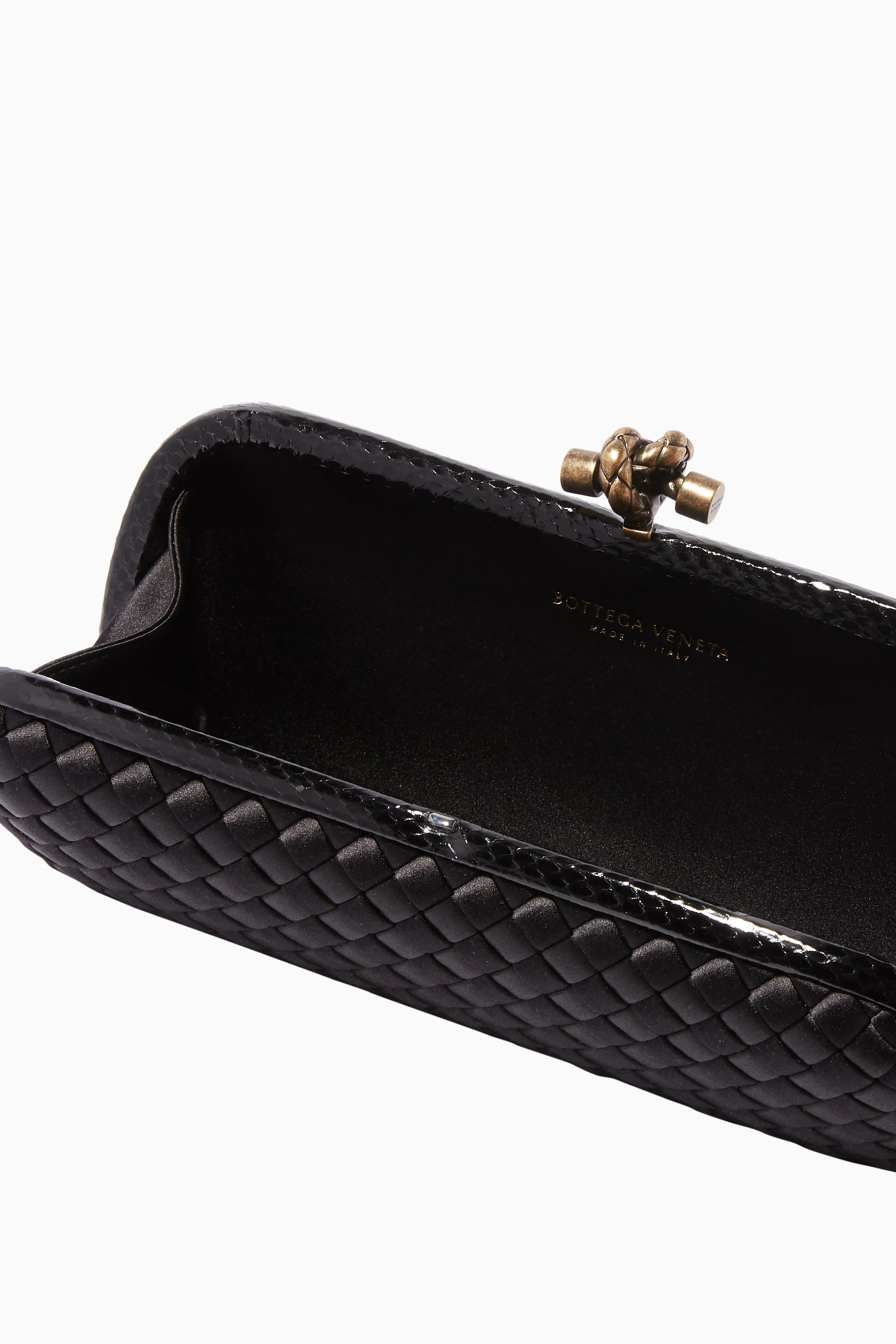 Bottega Veneta Black Leather Metal Cage Knot Clutch - Ann's