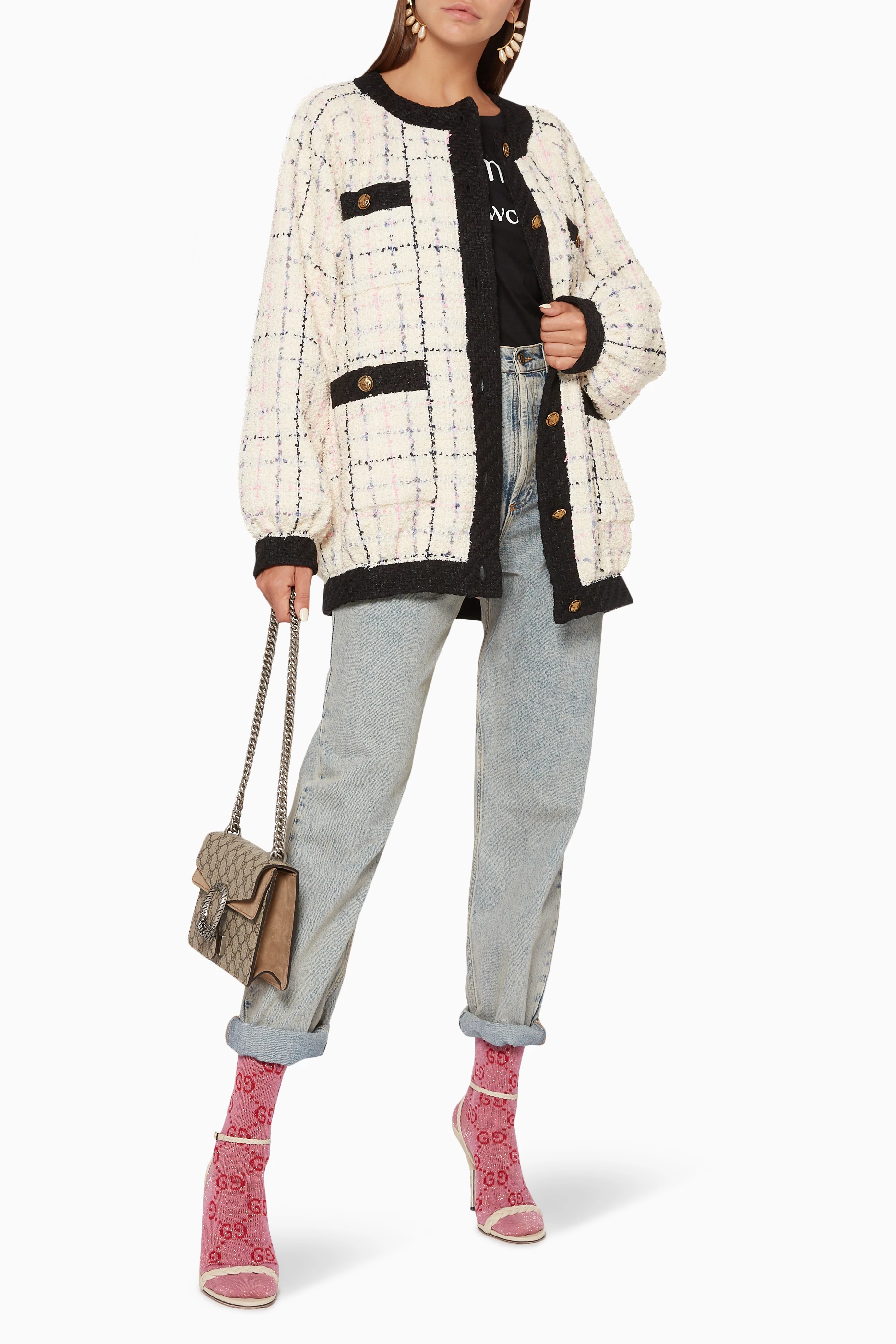 Oversize tweed bomber jacket online