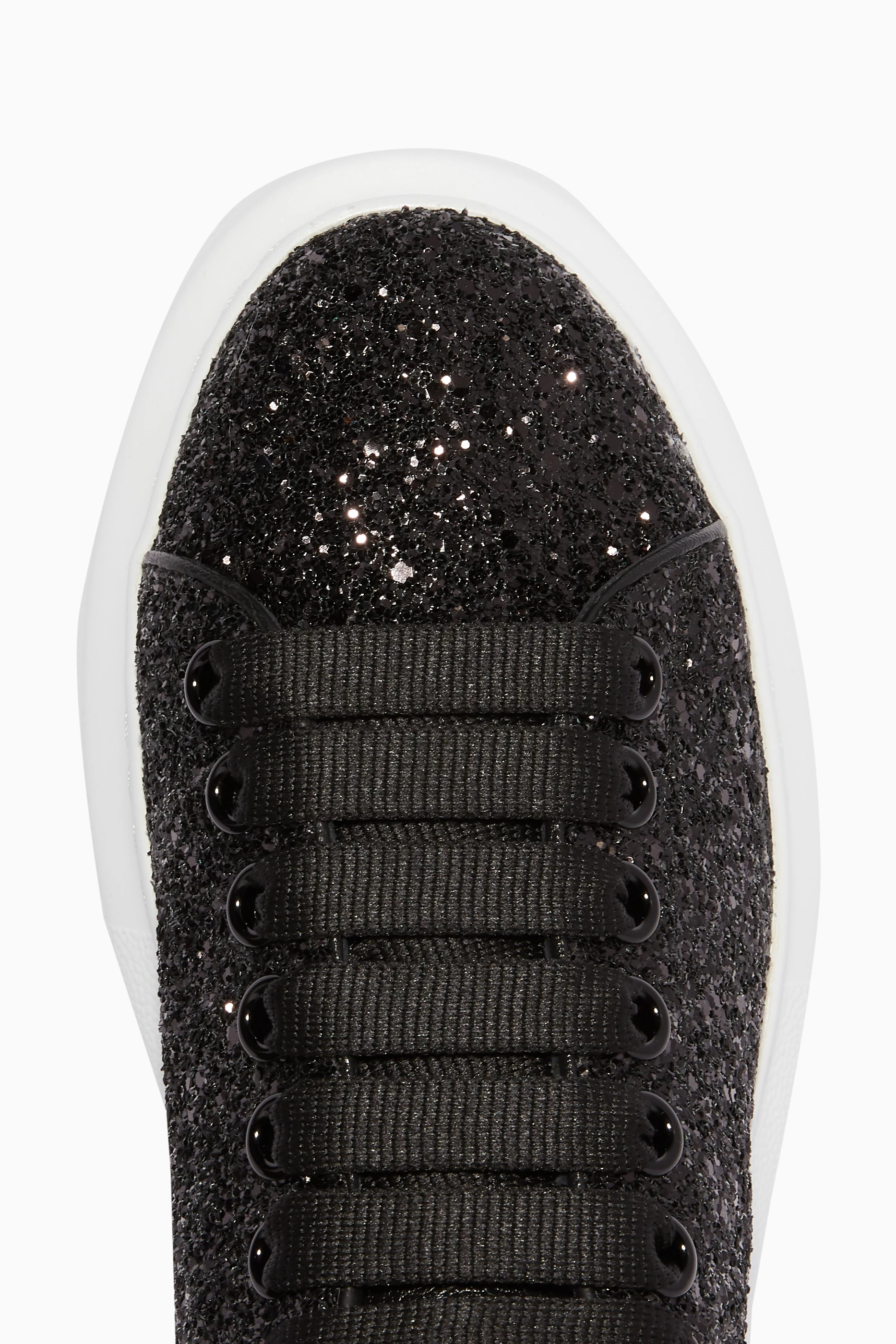 Alexander mcqueen black glitter platform sneakers top