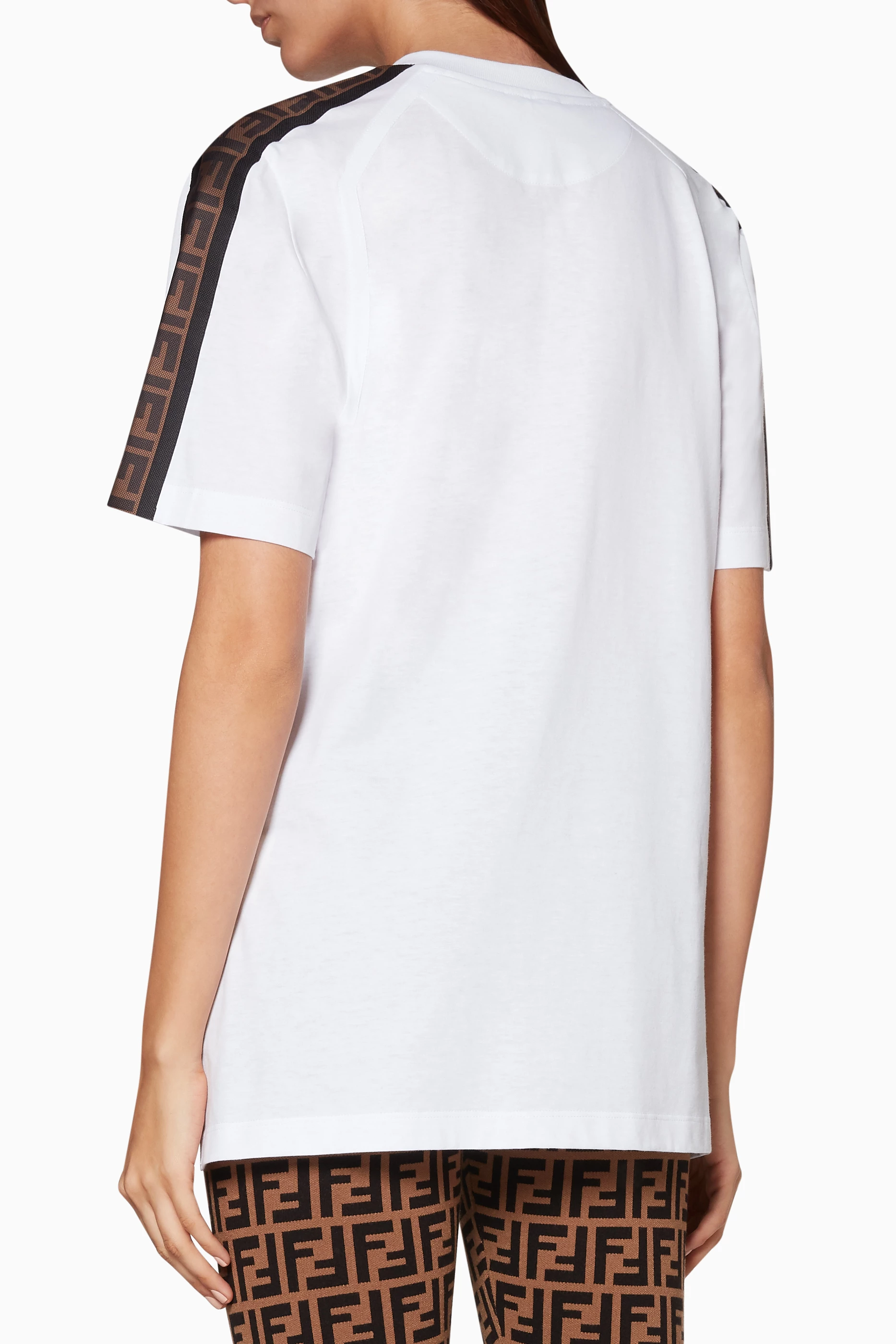 Buy Fendi White White Logo Embroidery Crewneck T Shirt for Women