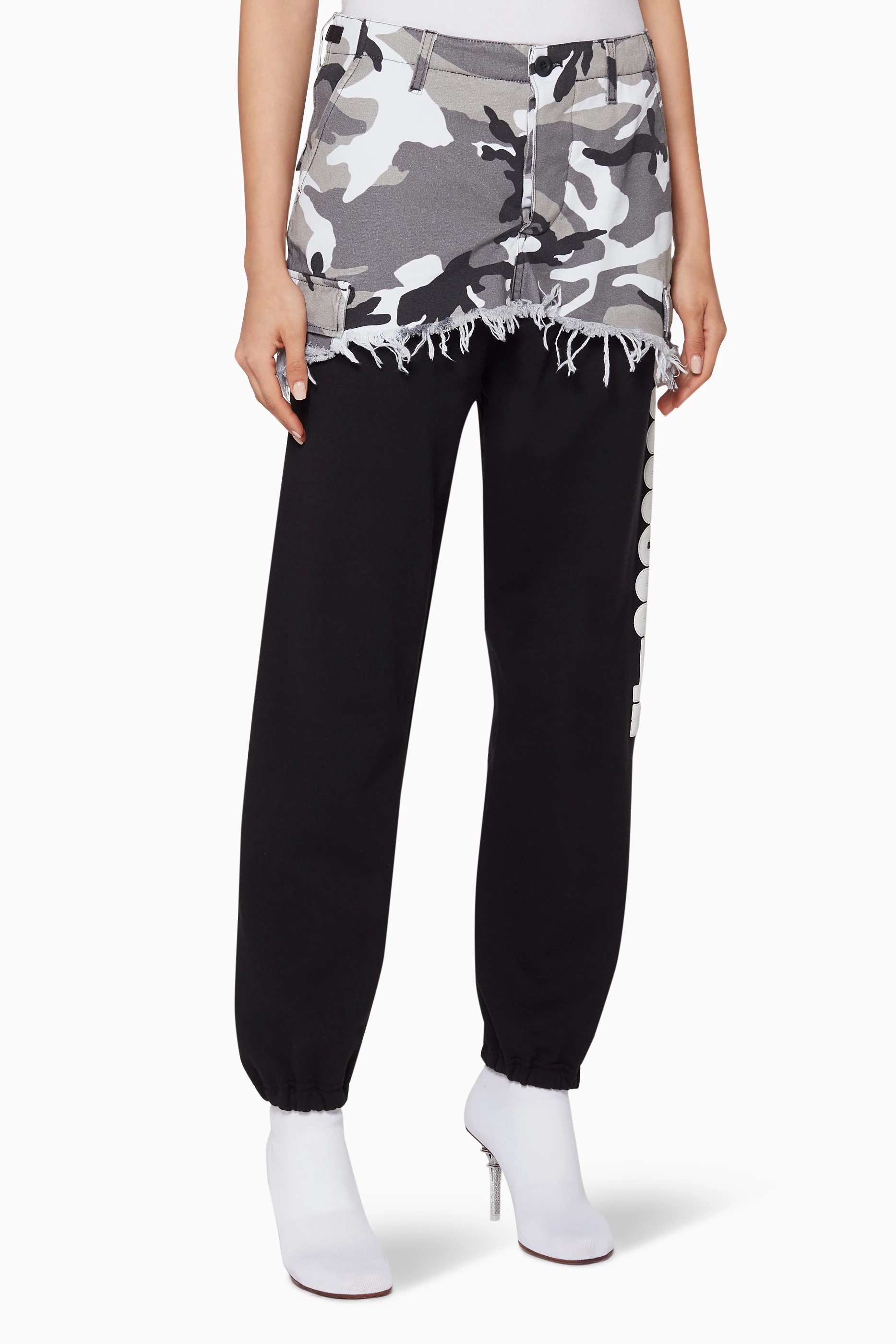 Buy Vetements Black Camouflage Print Insert Track Pants for Women