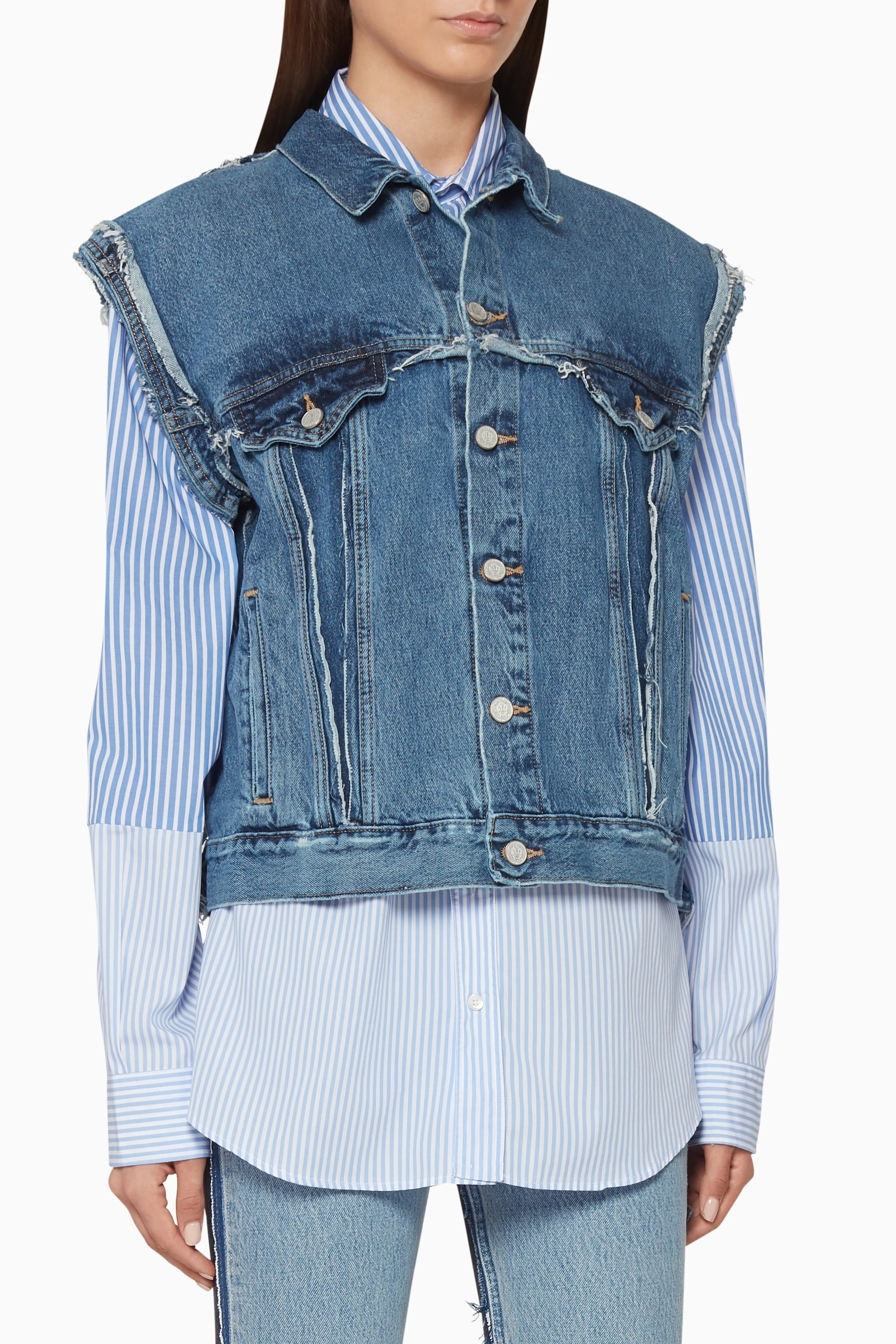 Denim gilet womens clearance