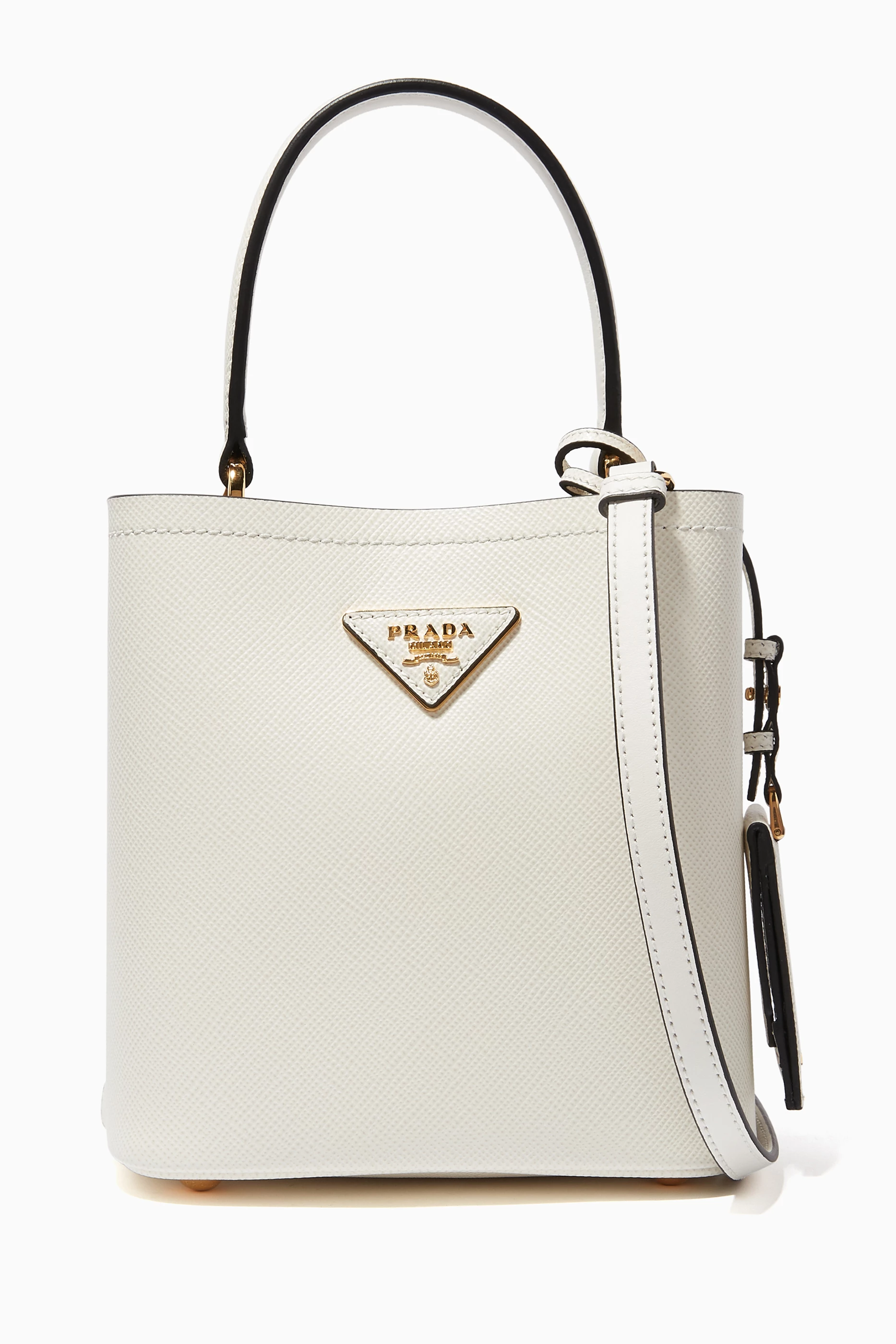 Saffiano leather bucket bag prada outlet