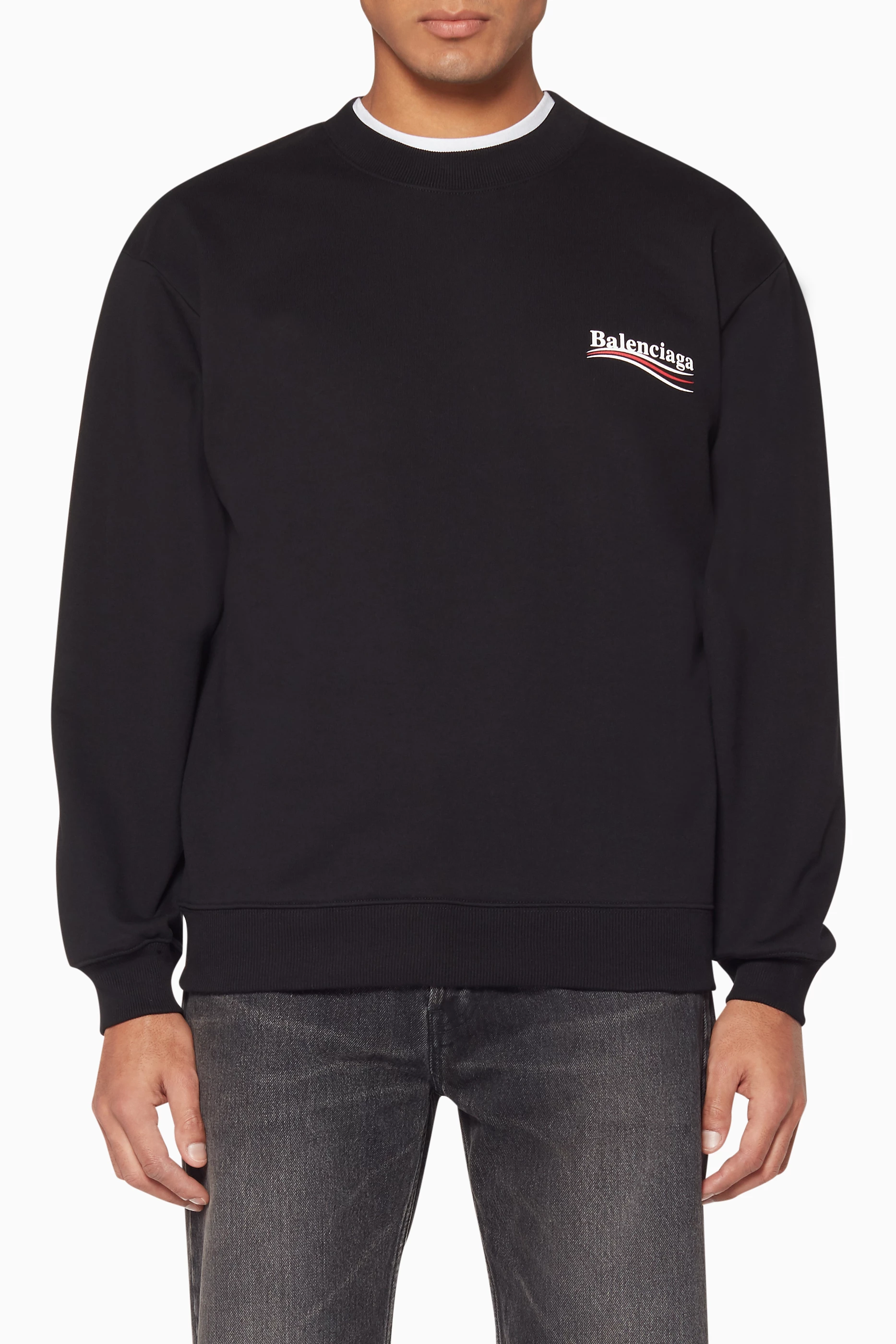 Buy Balenciaga Black Black Logo Sweatshirt for Men in UAE Ounass