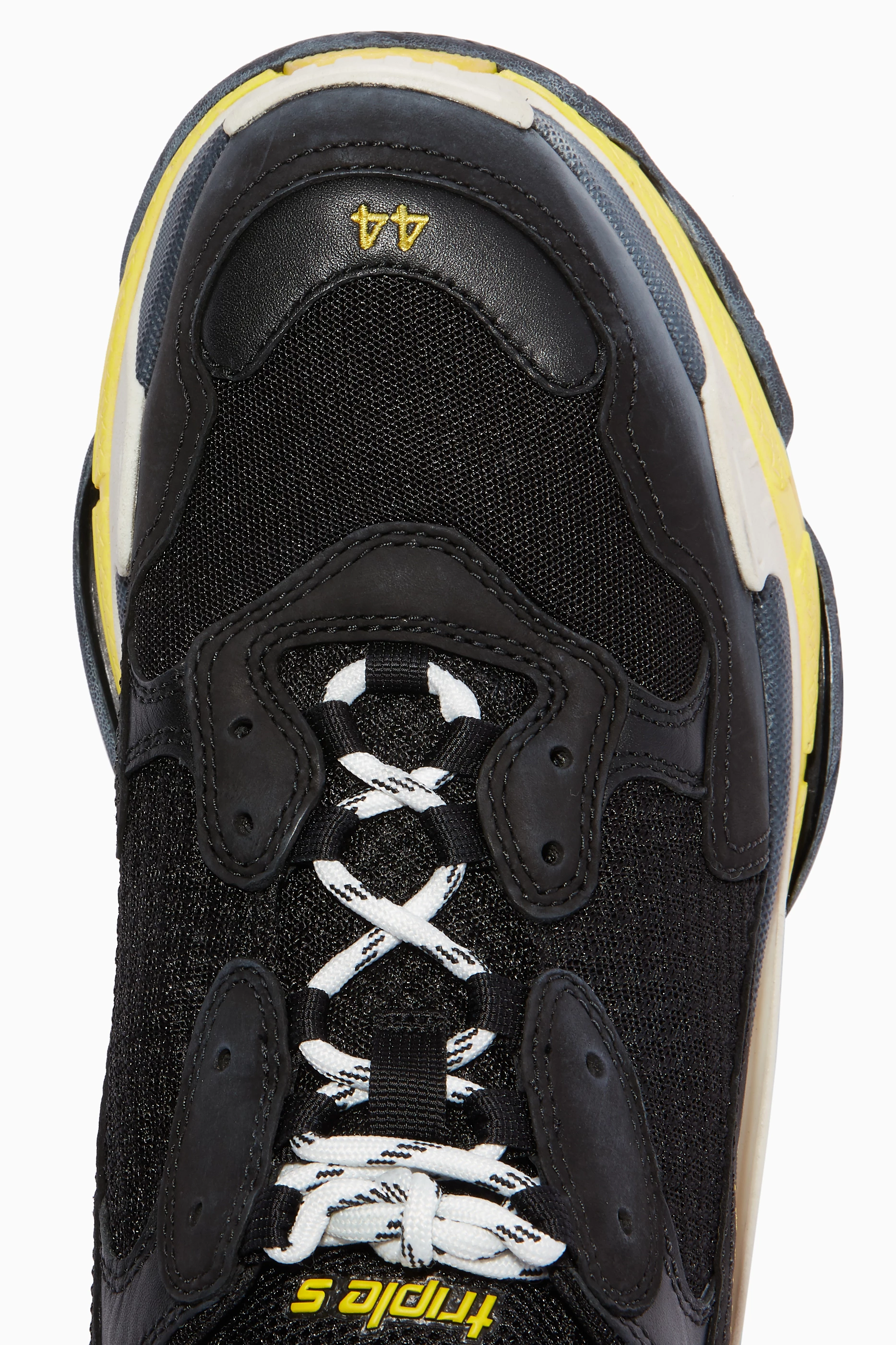 Buy Balenciaga Black Black Yellow Triple S Sneakers for Men in