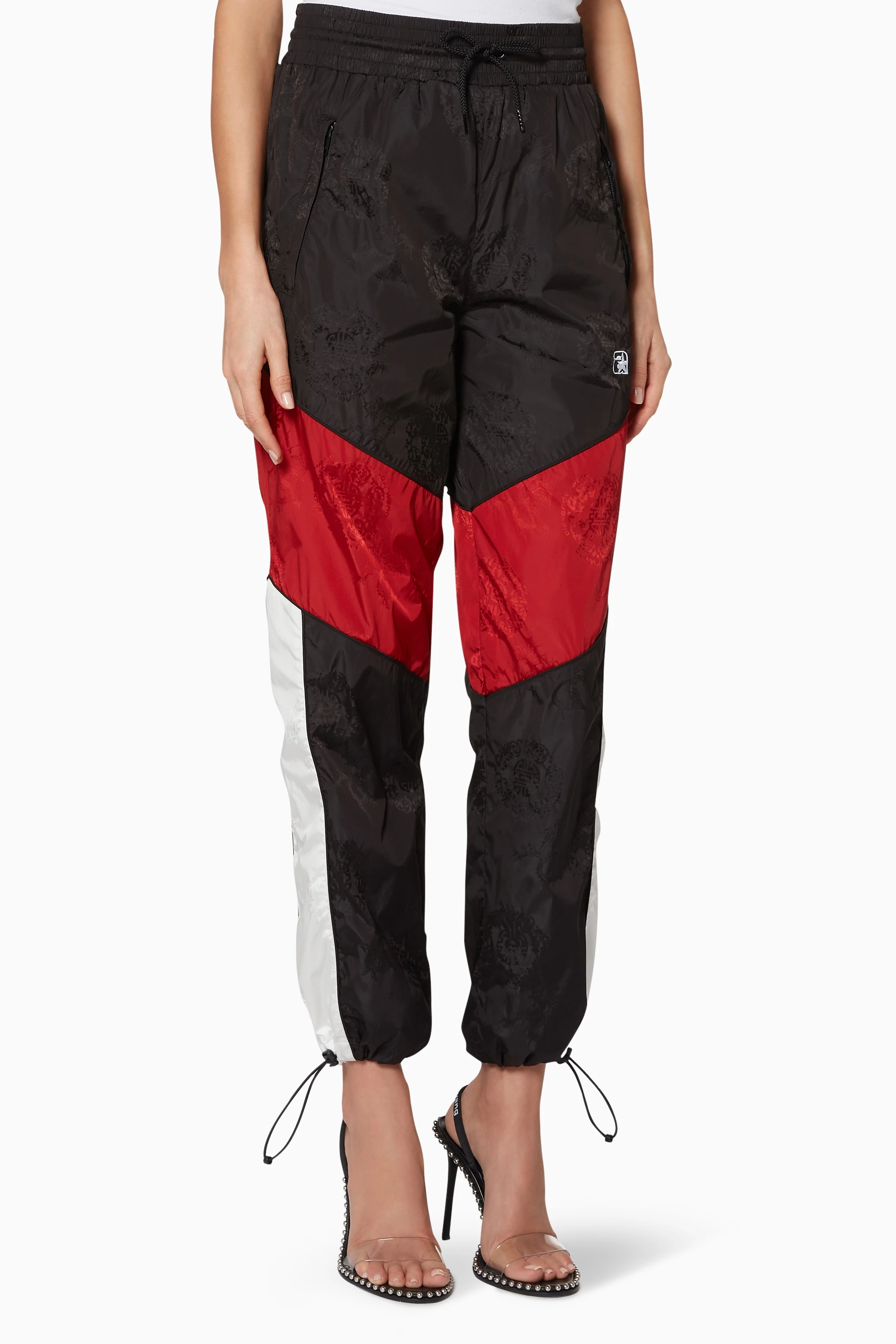 Red discount windbreaker pants