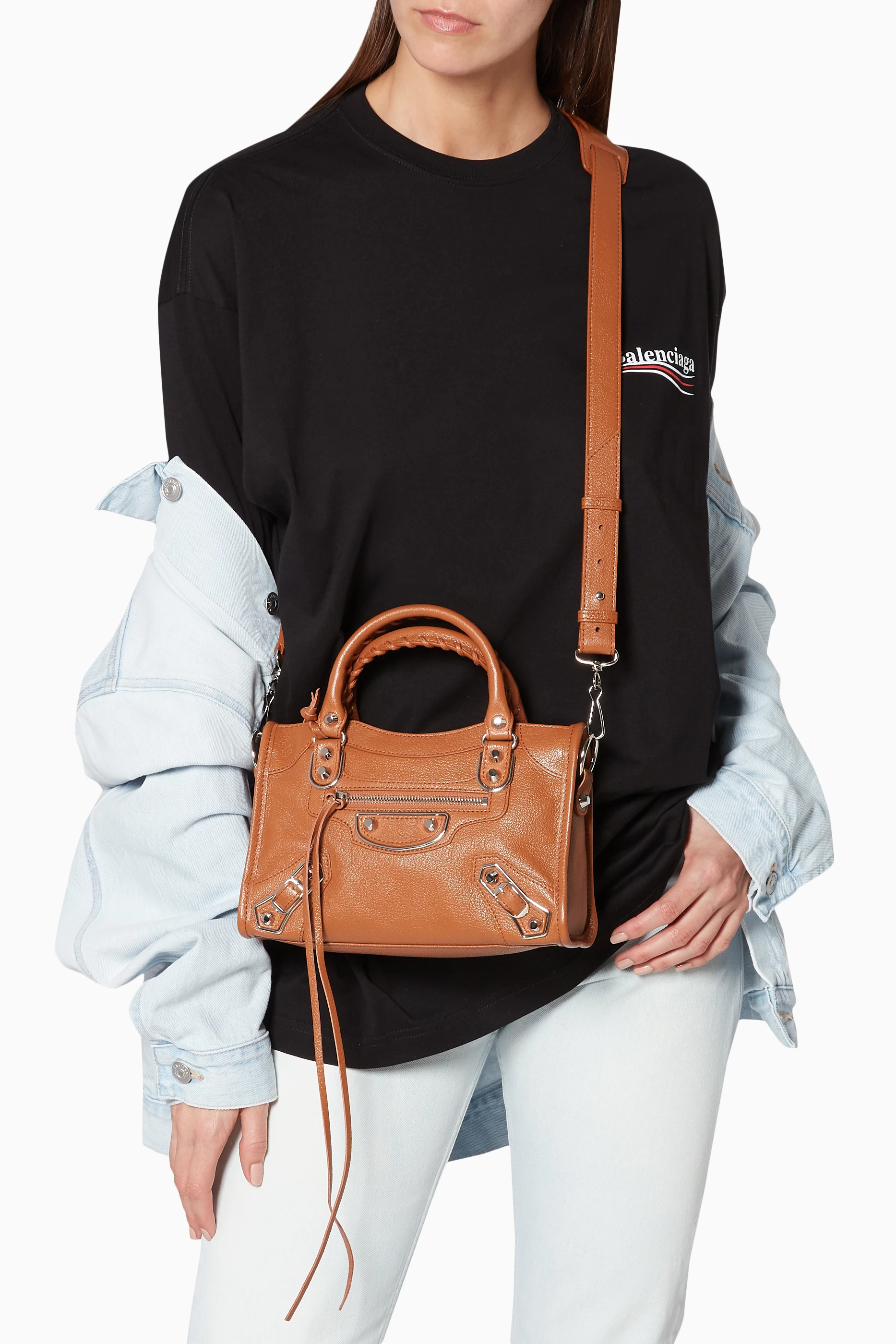 Buy Balenciaga Brown Brown Metallic Mini Classic City Edge Shoulder Bag for Women in UAE Ounass