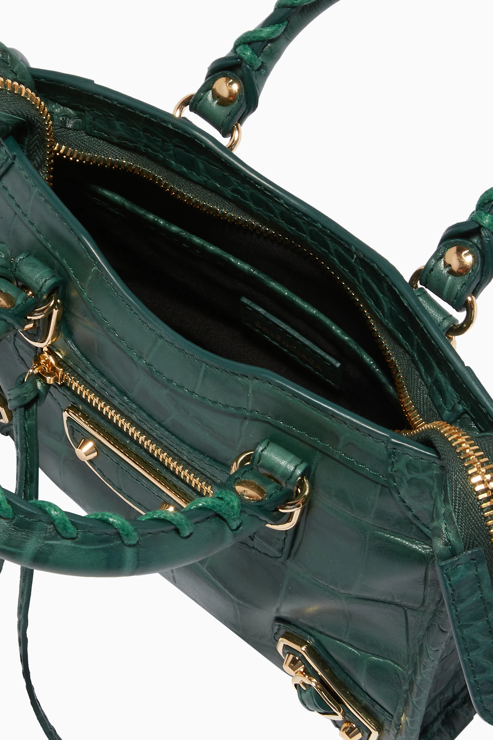 Buy Balenciaga Green Green Nano Metallic Edge City Bag for Women