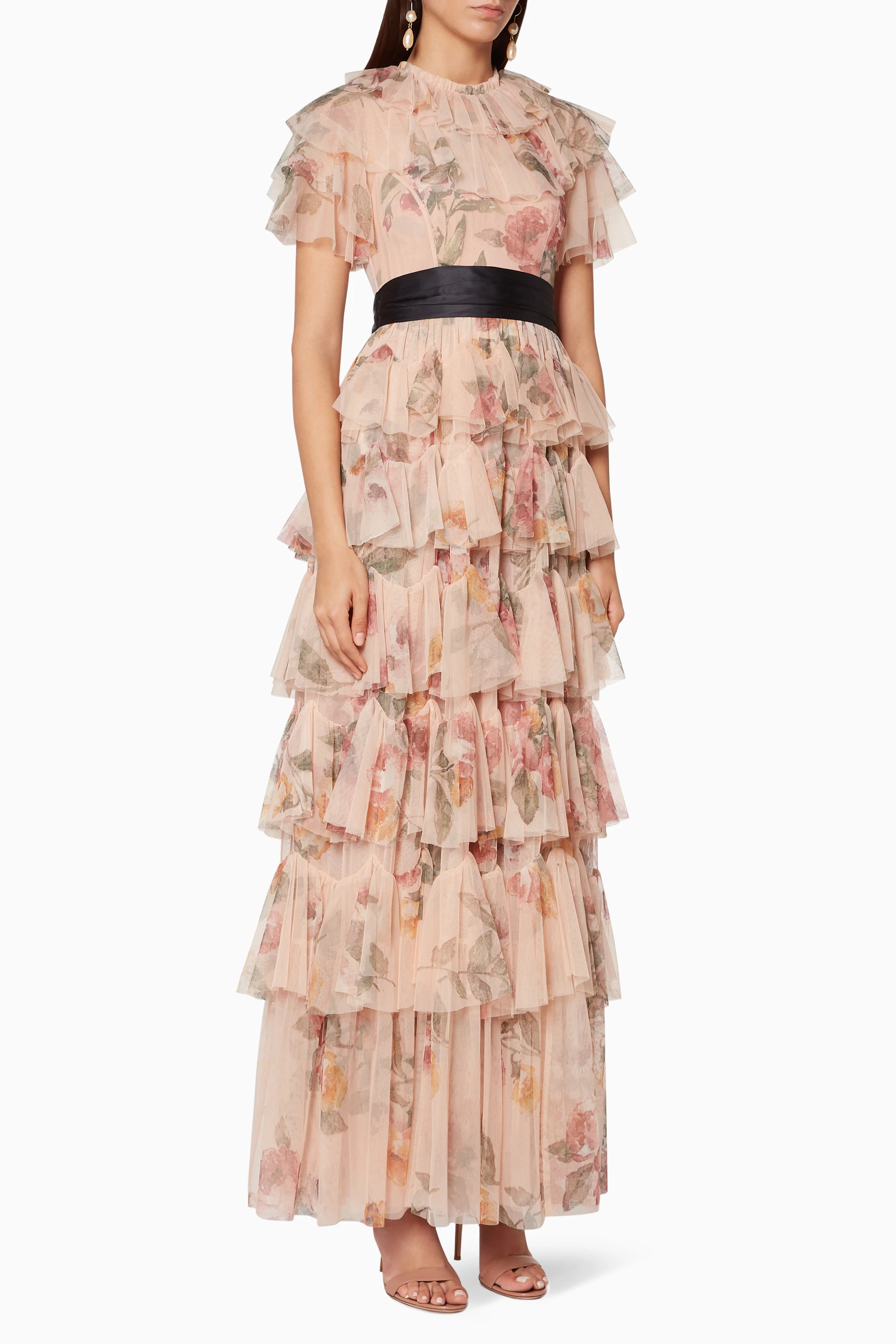 Buy Needle Thread Pink Rose Quartz Venetian Rose Tulle Gown for Women in UAE Ounass