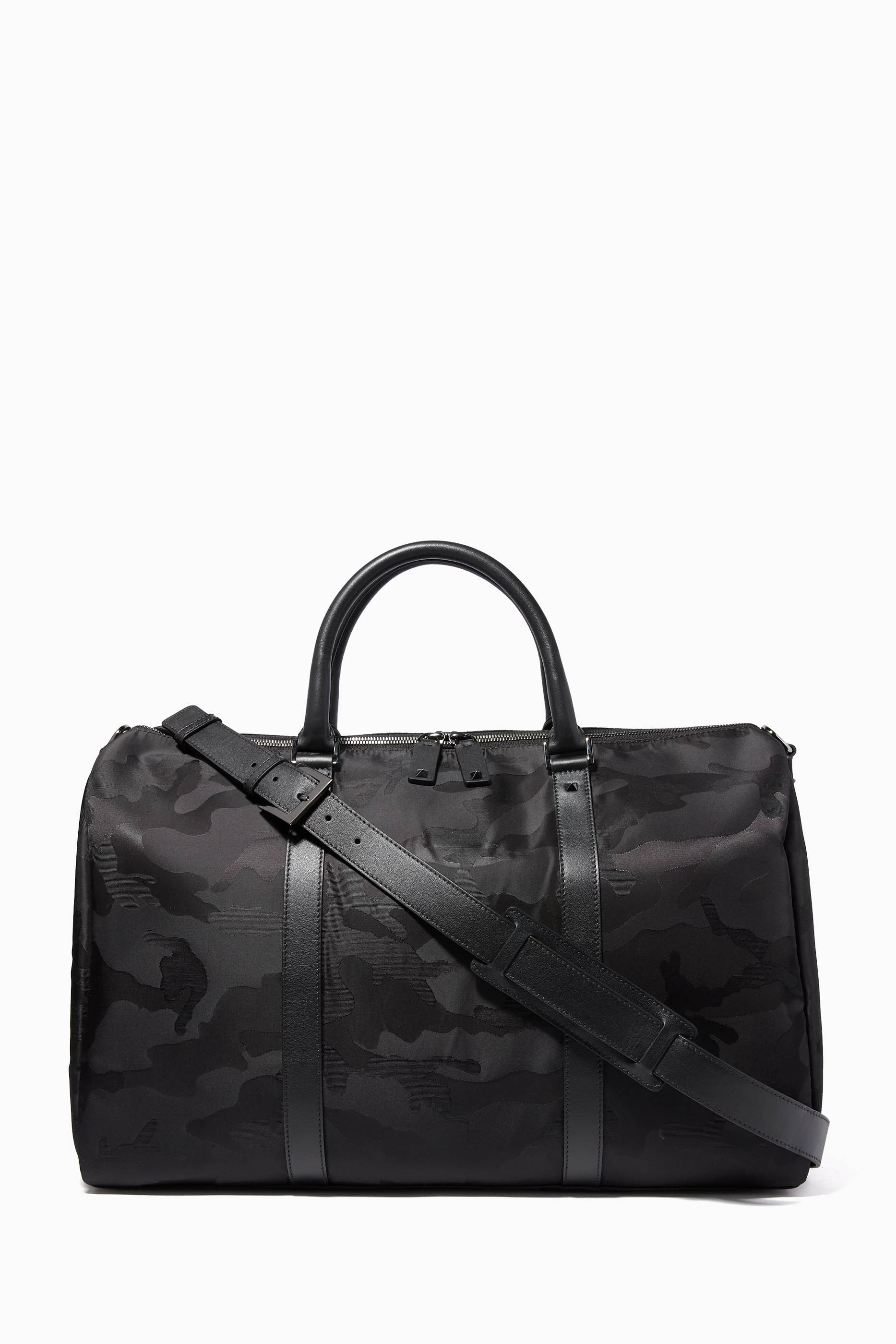 Buy Valentino Garavani Black Black Jacquard Camouflage Small Duffle Bag for Men in UAE Ounass