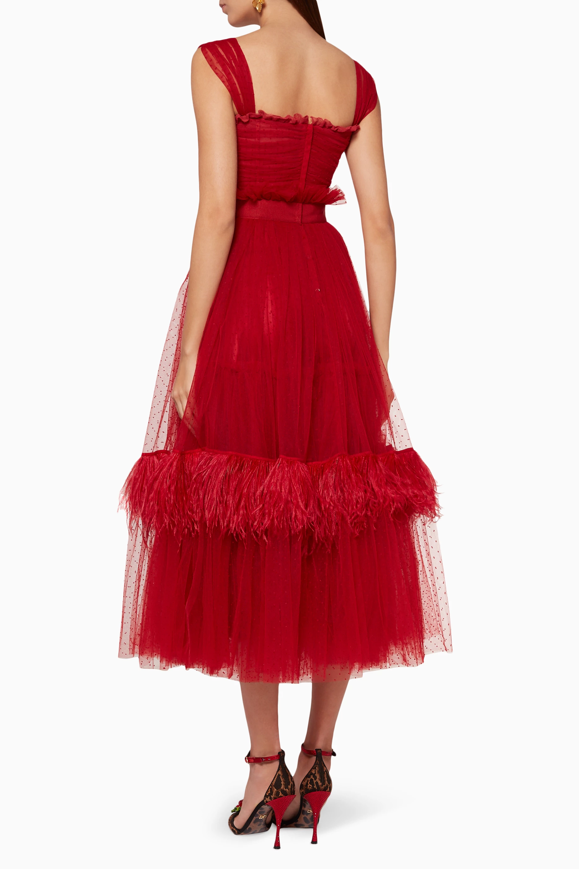 Dolce and gabbana red tulle dress online