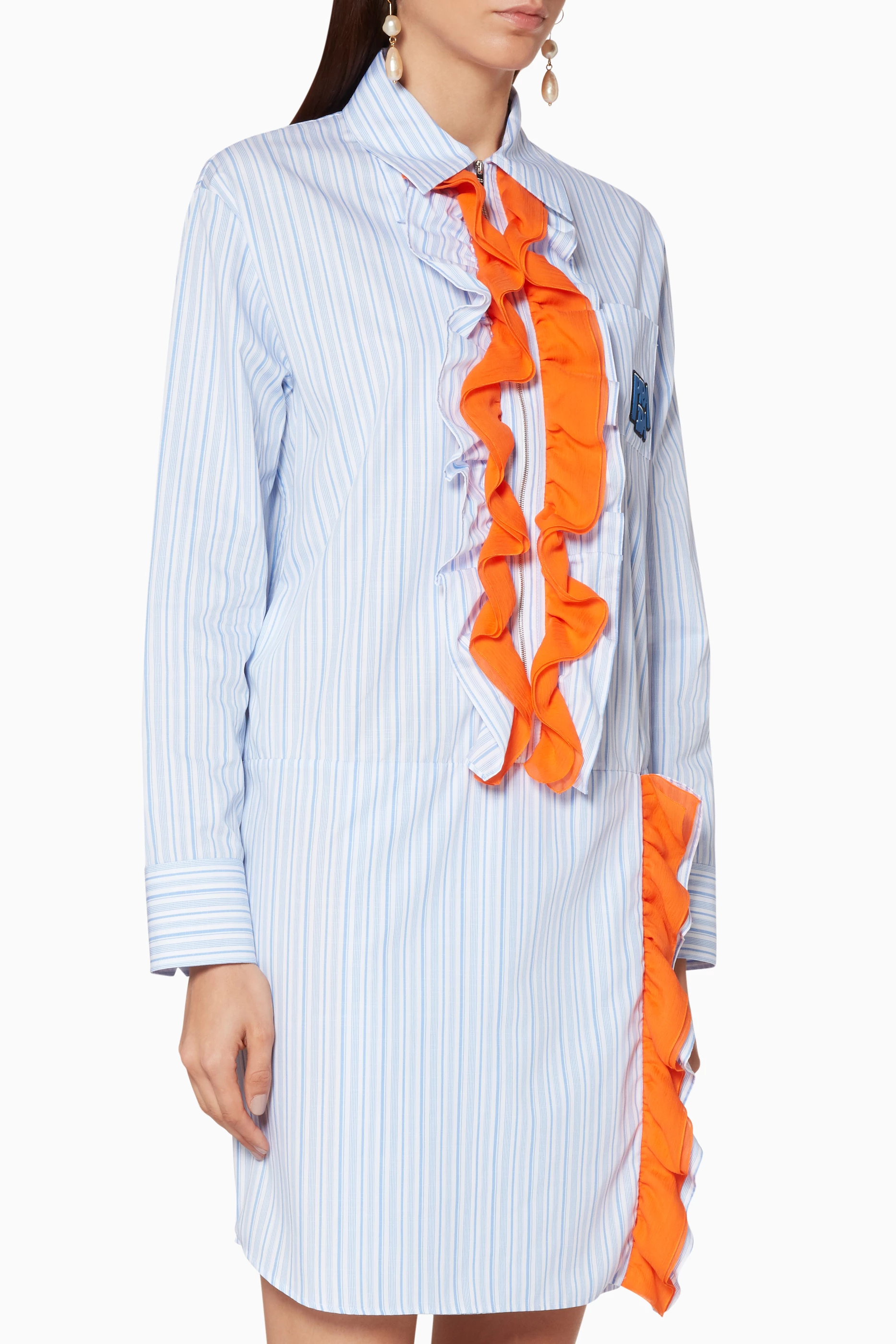Orange and blue striped dress clearance