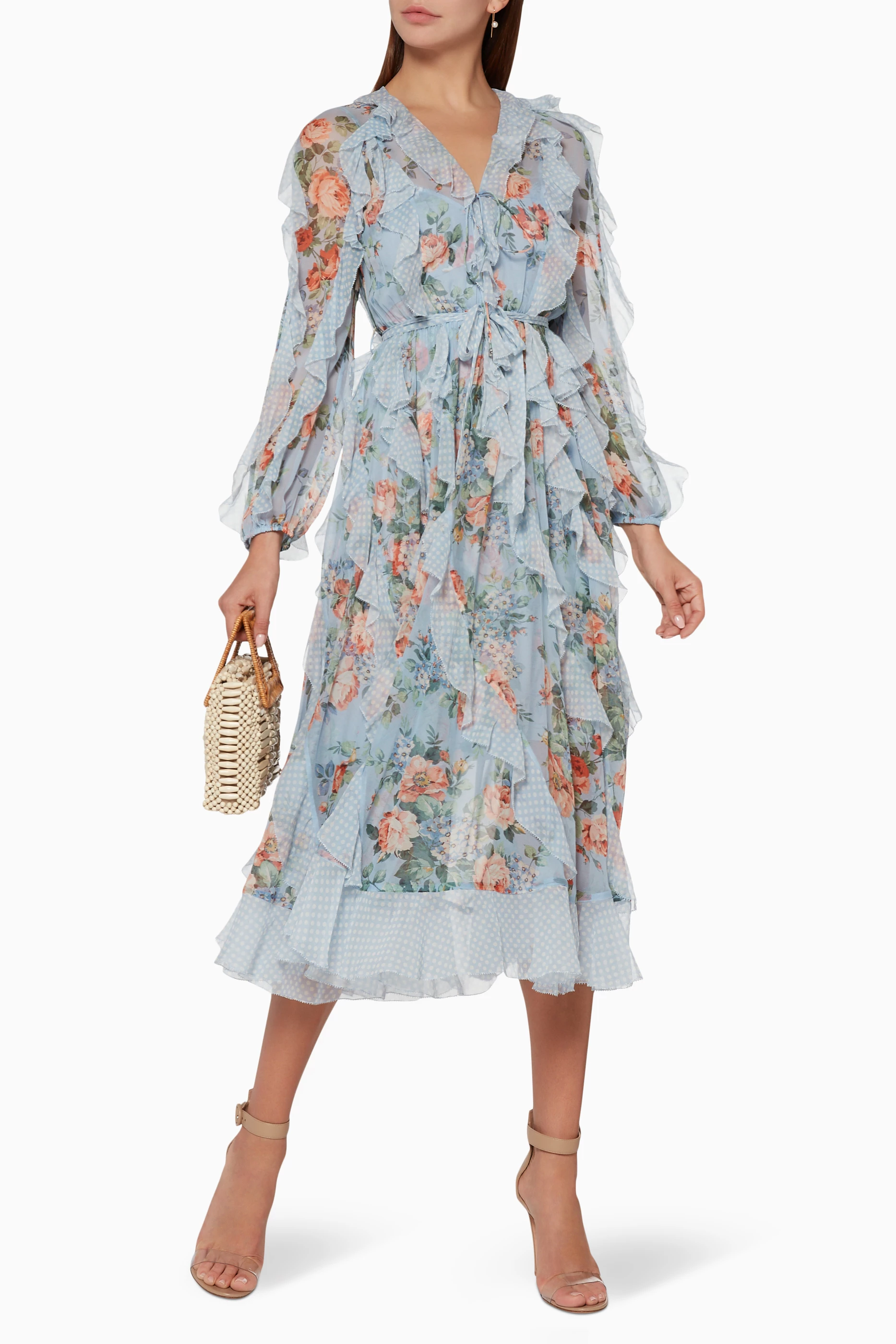 Buy Zimmermann Purple Lilac Bowie Waterfall Long Dress for Women in UAE Ounass
