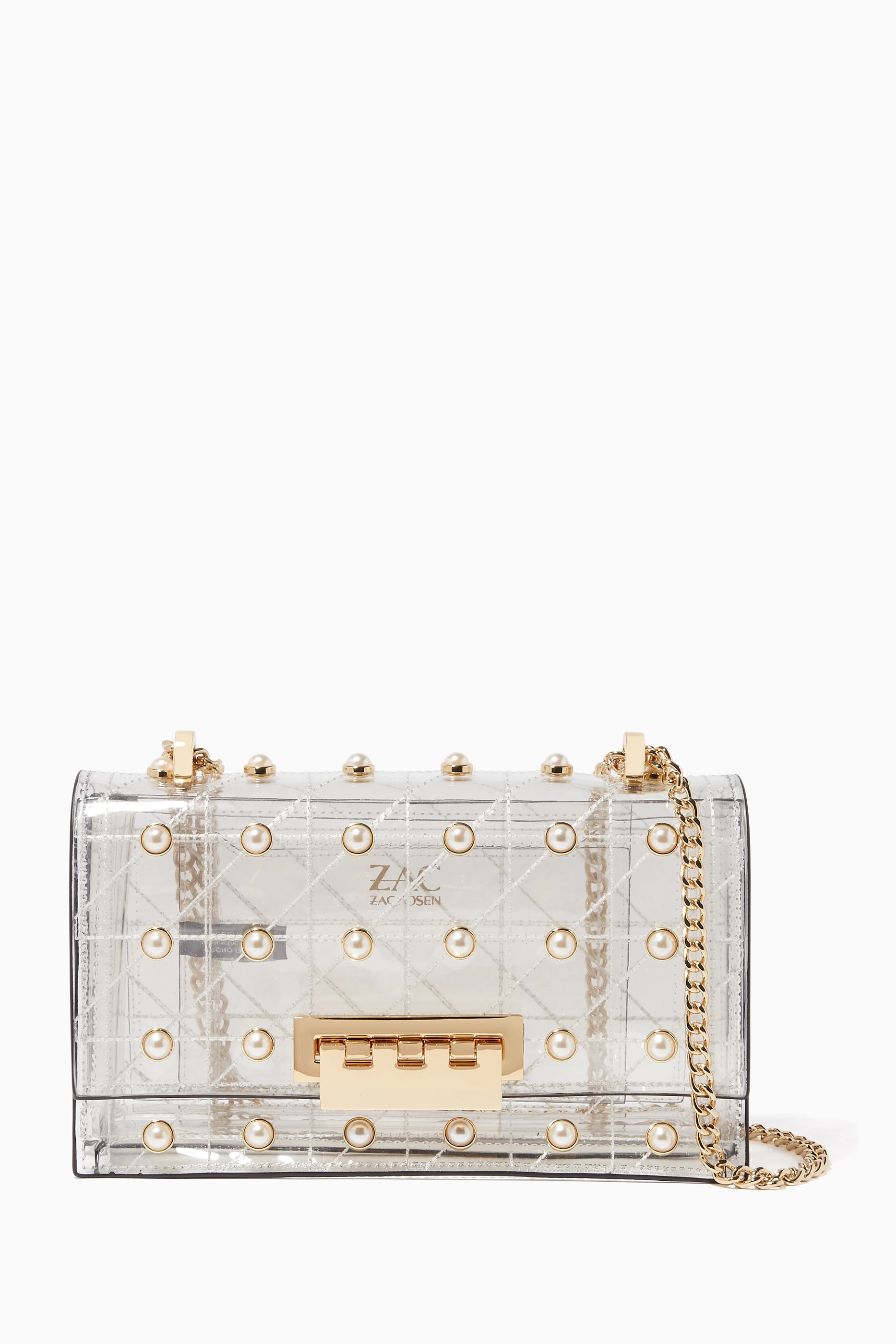 Buy ZAC Zac Posen Silver Clear Embellished Earthette Accordion