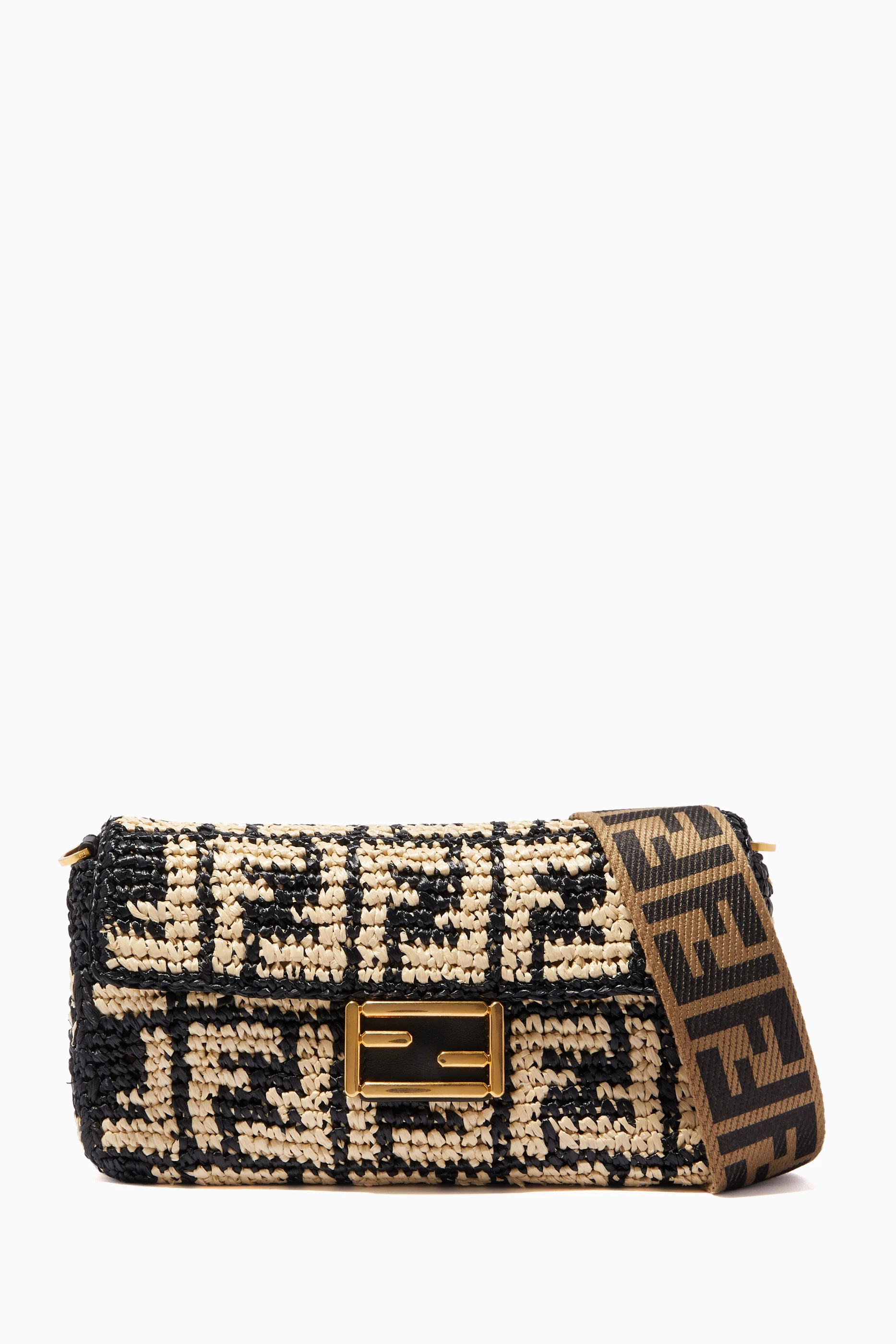 Buy Fendi Black Black Raffia Baguette for Women in UAE Ounass