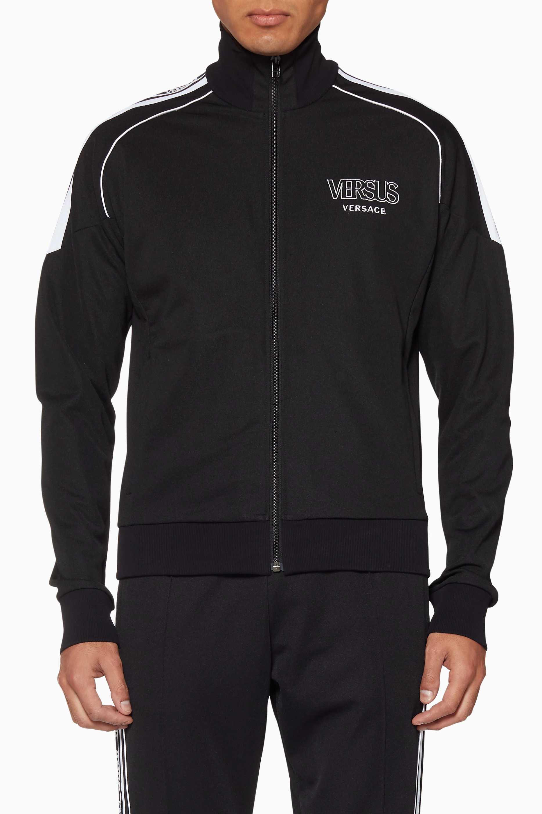 Buy Versus Versace Black Black Logo Tape Zipped Track Jacket for