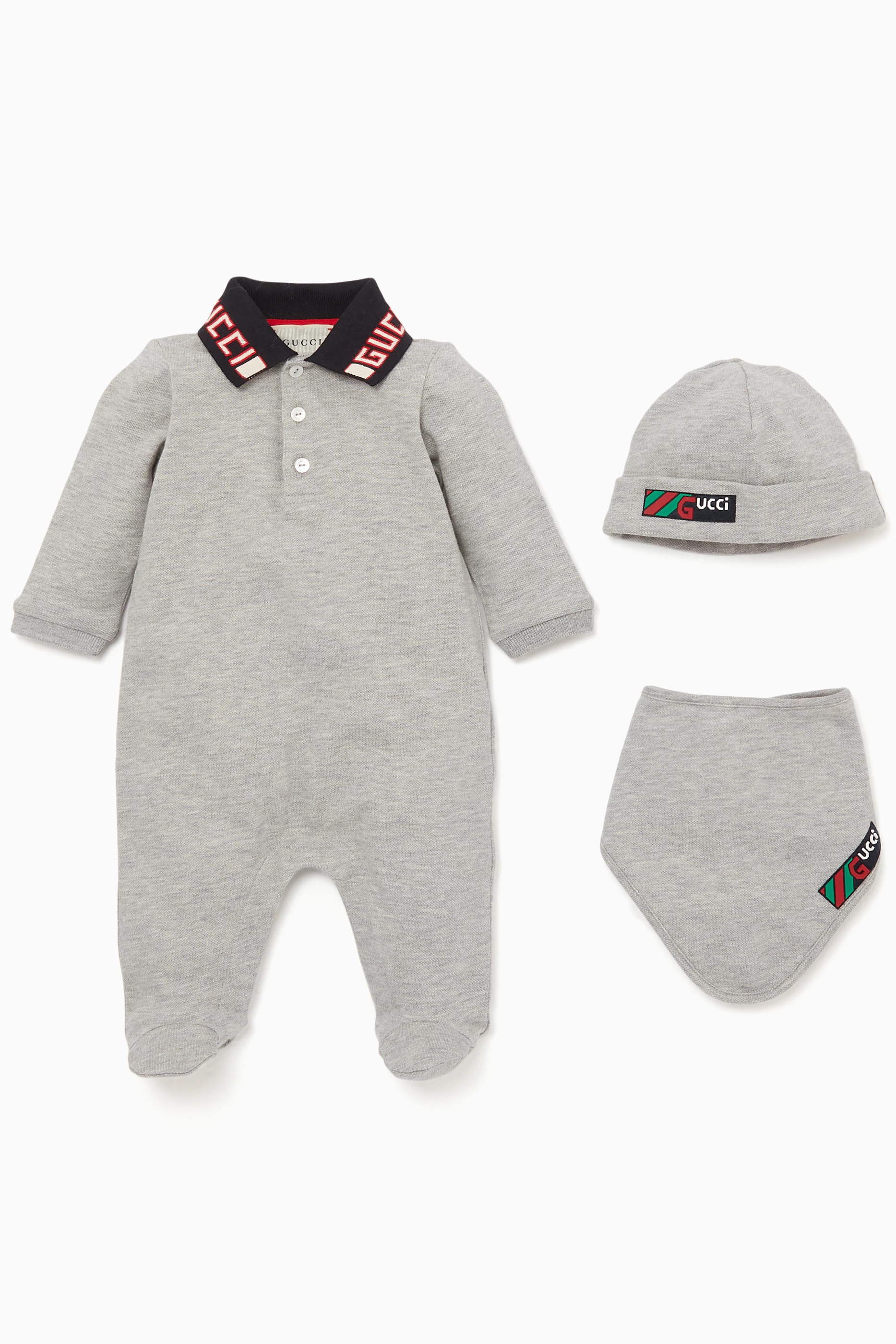 Buy Gucci Grey Logo Babygrow Gift Set for Baby Boys in UAE Ounass