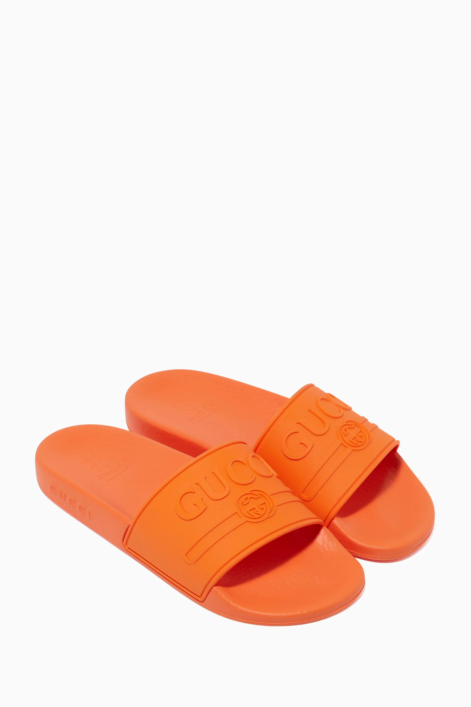 Gucci rubber hotsell slides orange
