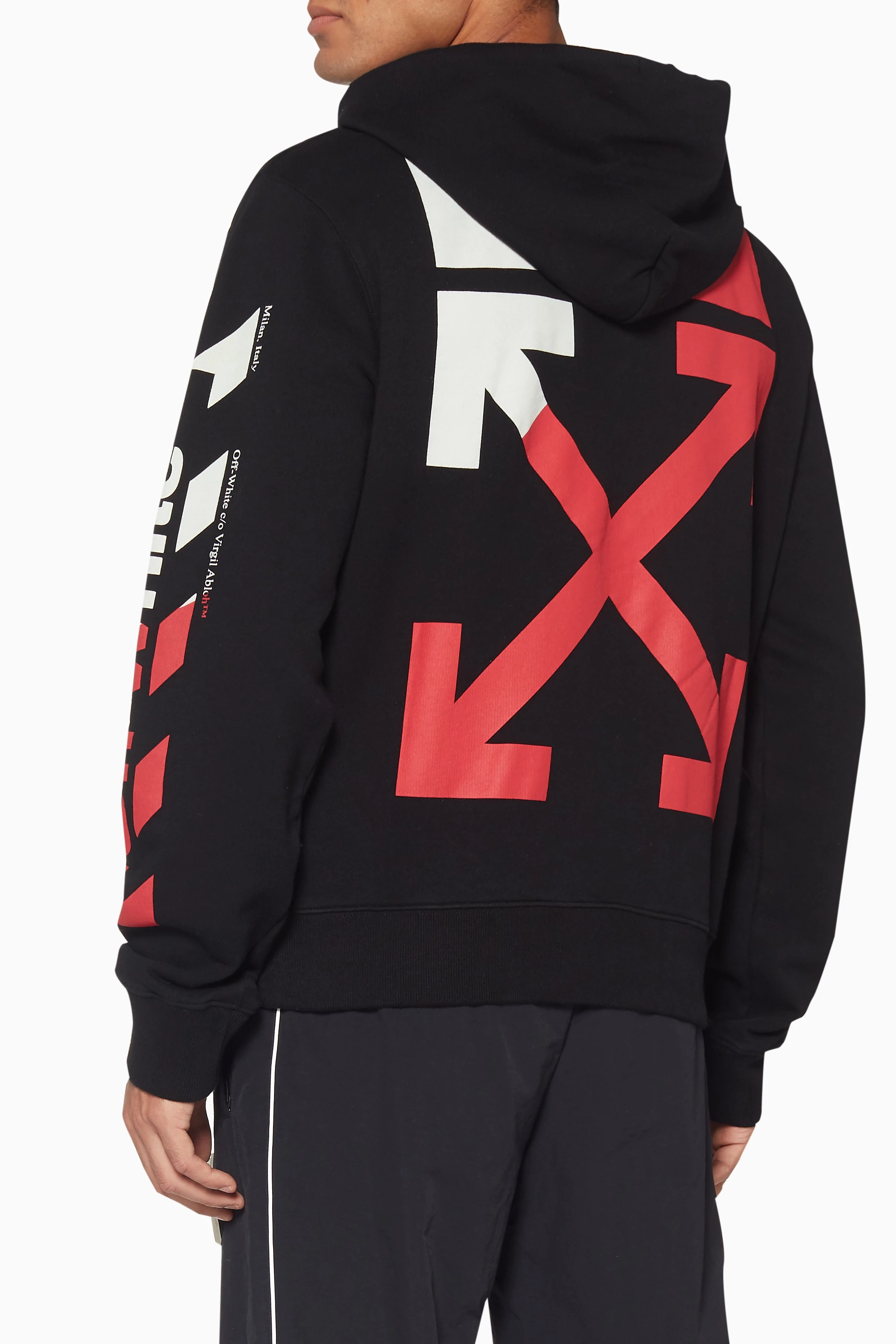Off white split outlet stripe pullover hoodie