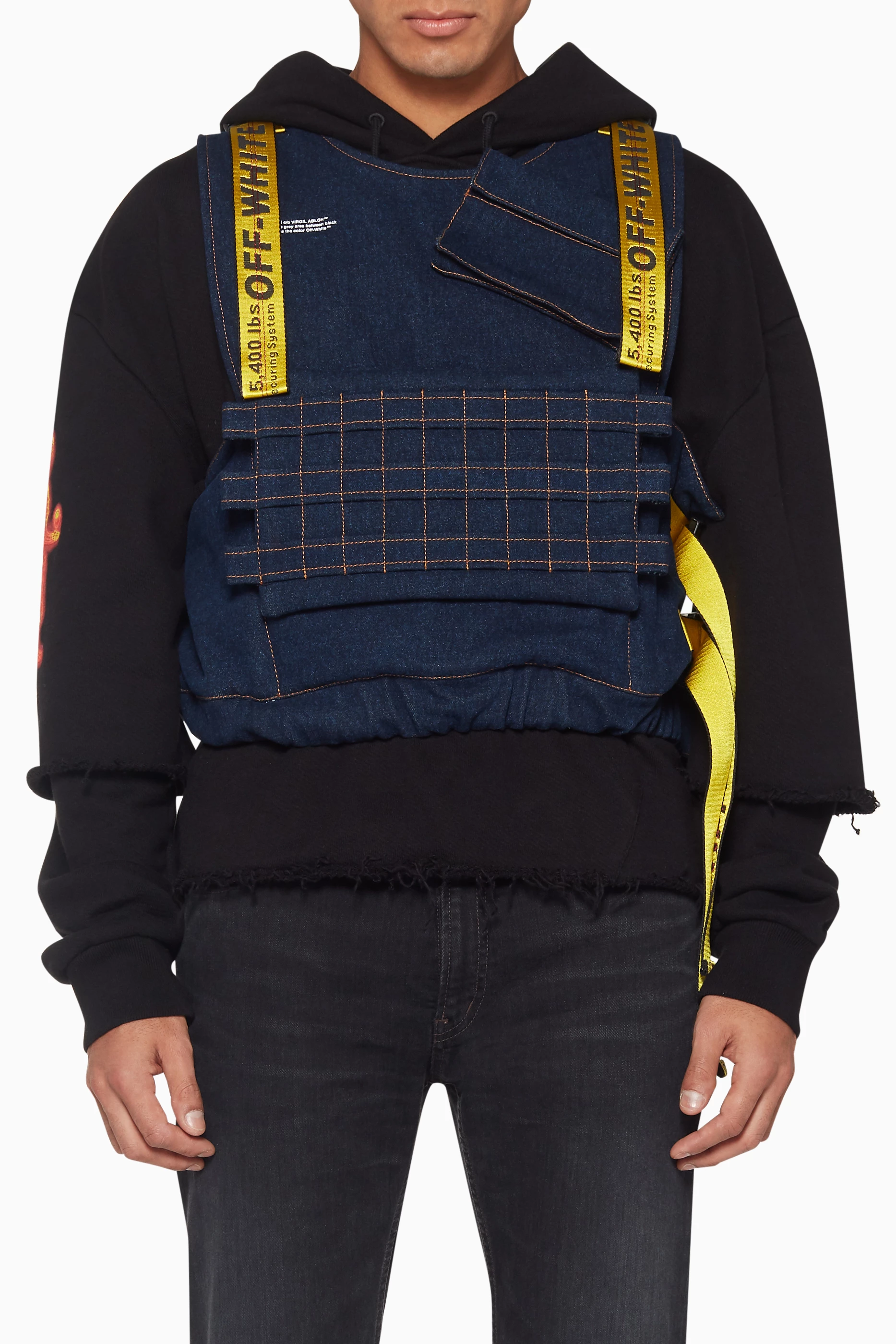 Buy Off White Blue Denim Tactical Vest for Men in UAE Ounass