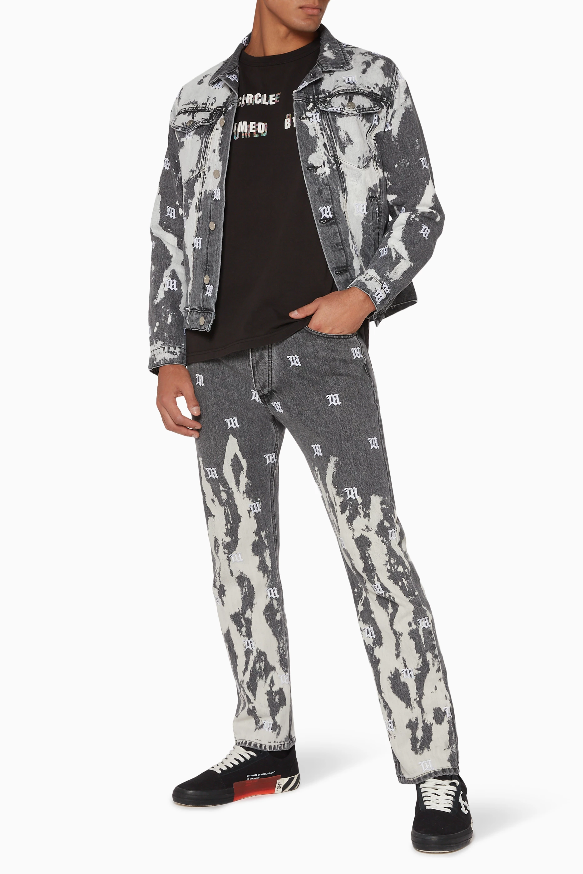 Buy MISBHV Black Acid Wash Monogram Denim Jacket for Men in UAE Ounass