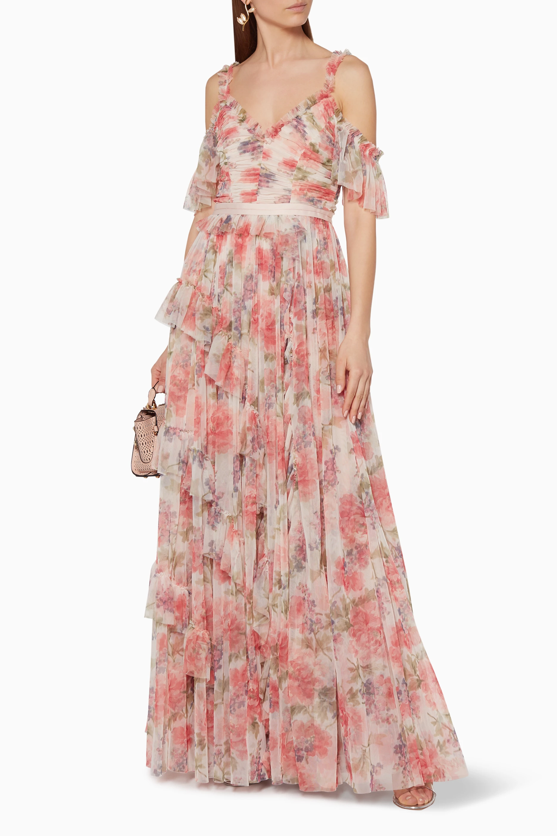 Buy Needle Thread Multicolour Titania Rose Tulle Gown for Women