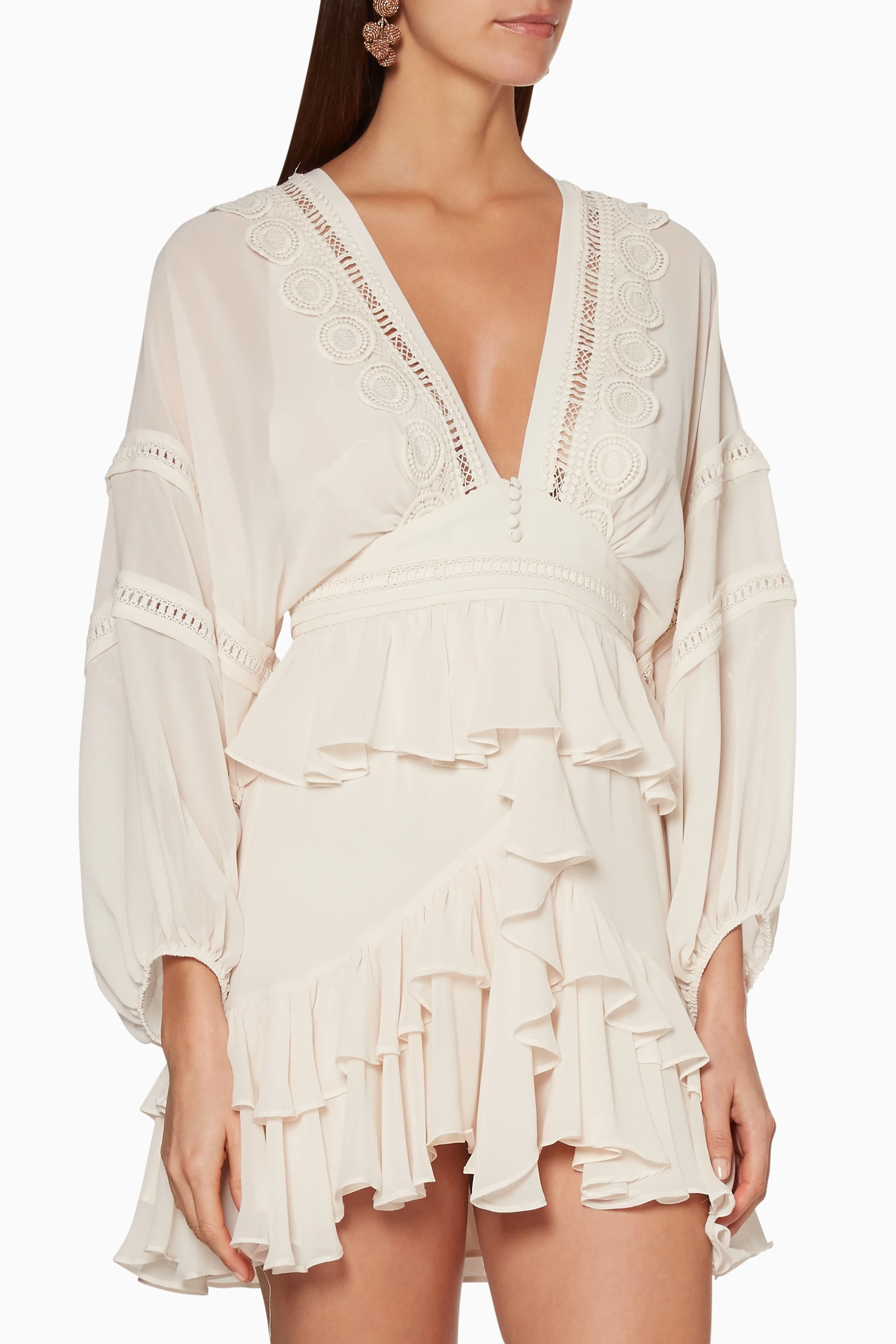 Buy SHONA JOY White Bone White Rafaella Frill Mini Dress for Women