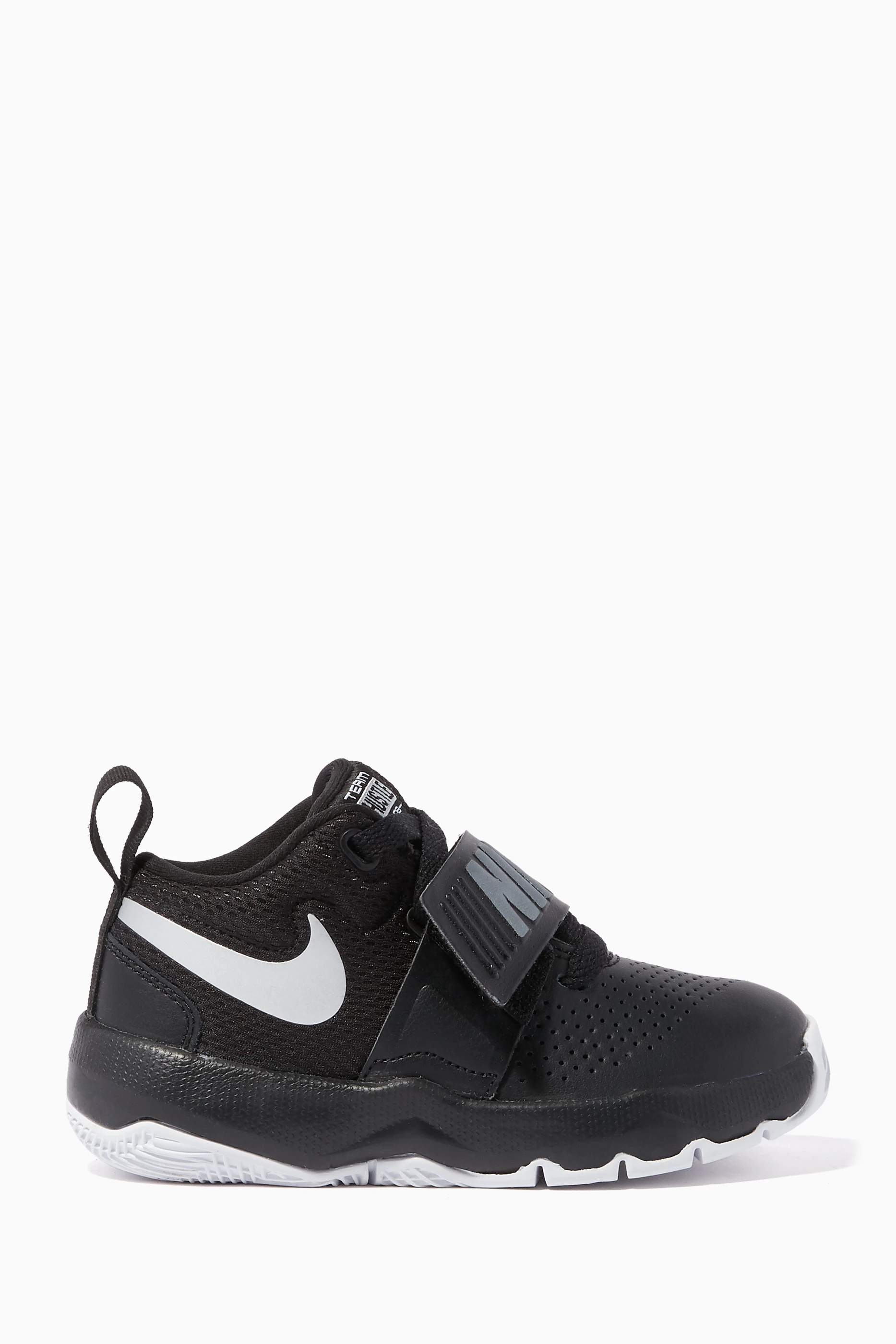 Buy Nike Black Black Leather Team Hustle D 8 Sneakers for Boys in