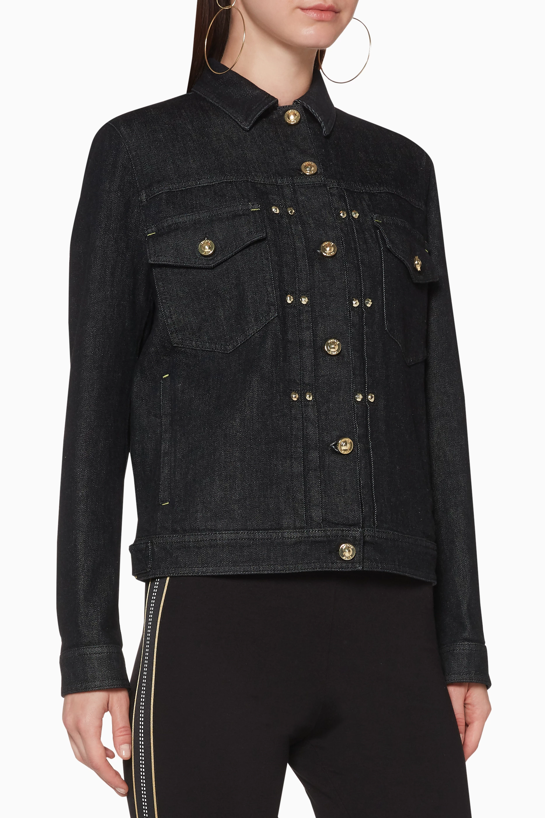 Versace black denim sales jacket