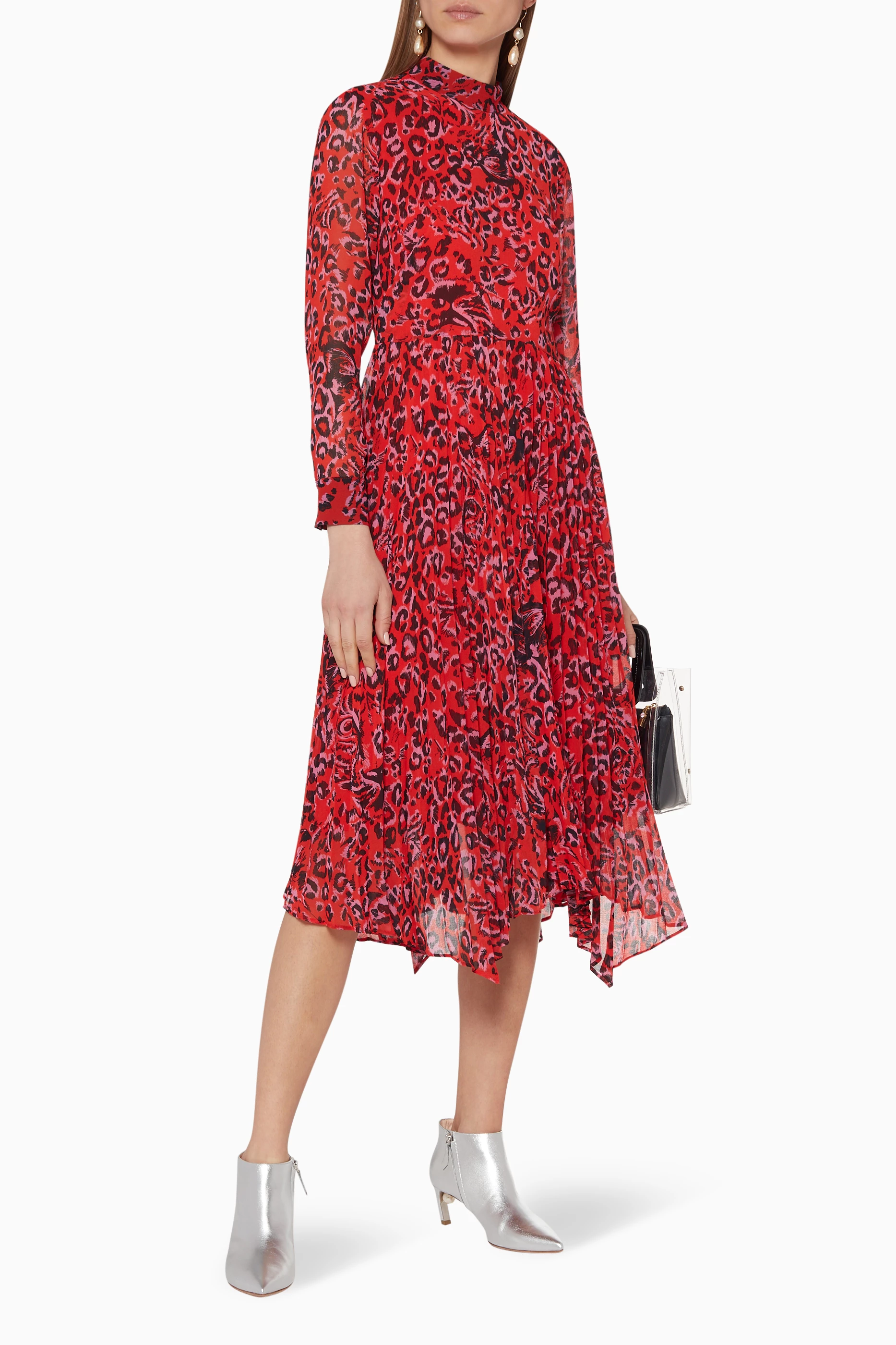 Whistles jungle cat dress outlet red
