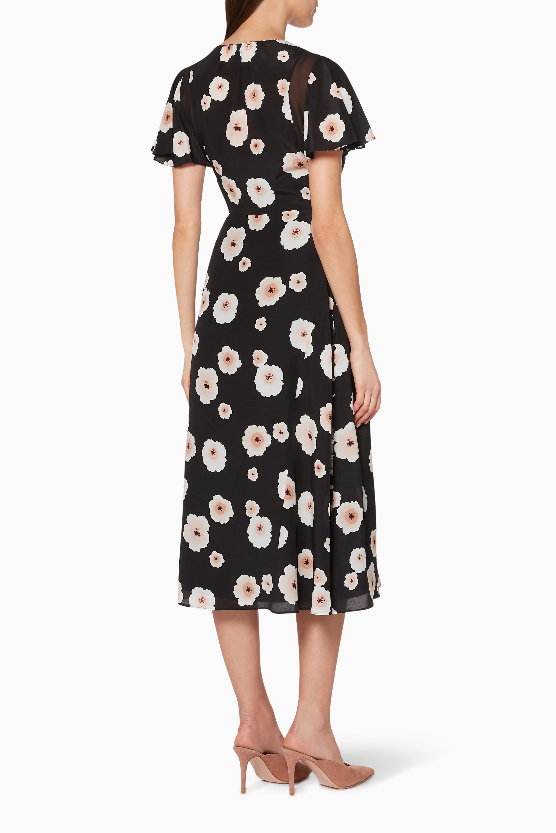 Buy Club Monaco Black Zameeka Floral Print Silk Dress for Women in UAE Ounass