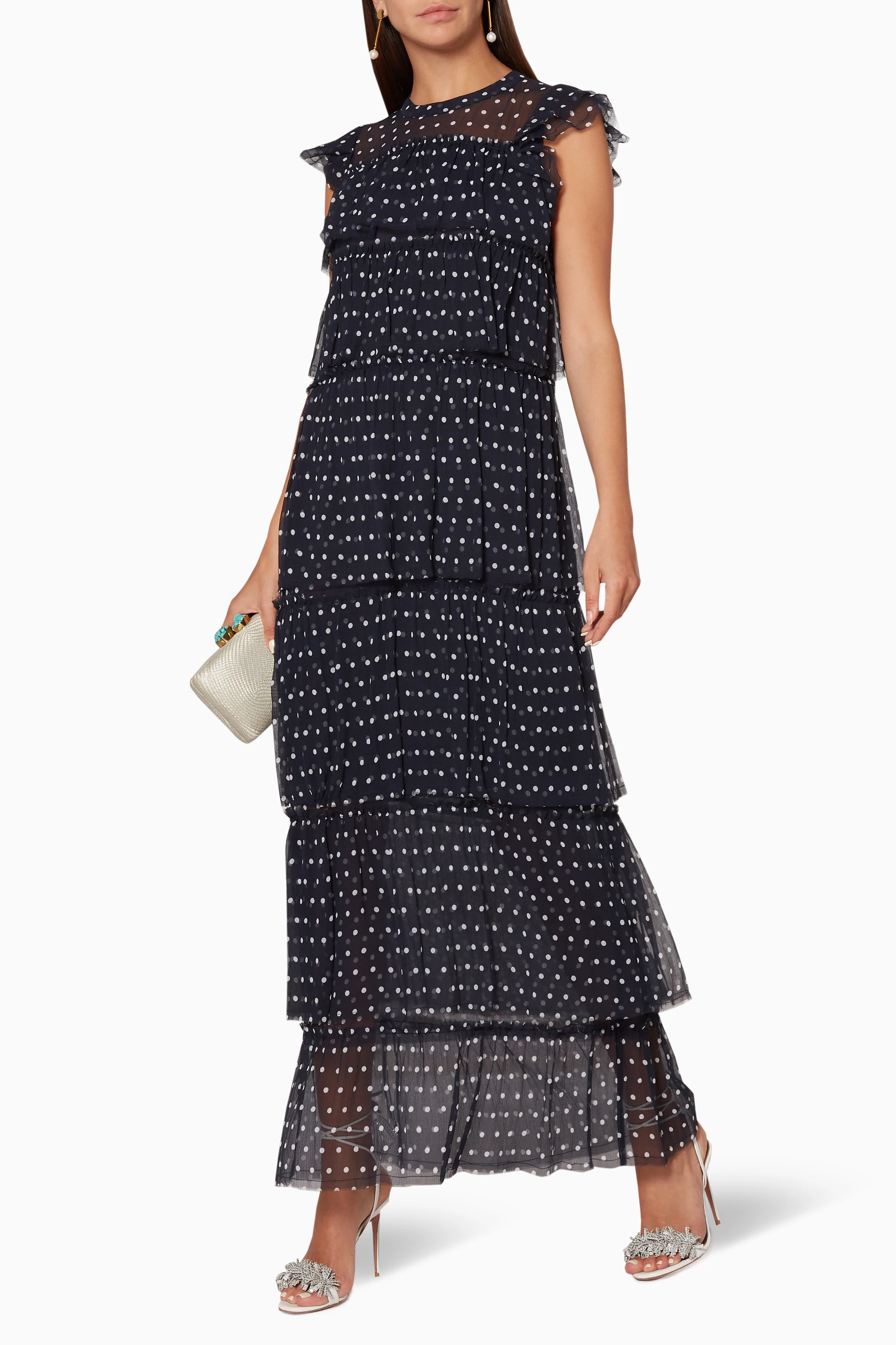 Buy SIR The Label Blue Polka Dot Marceau Layered Dress for Women in UAE Ounass