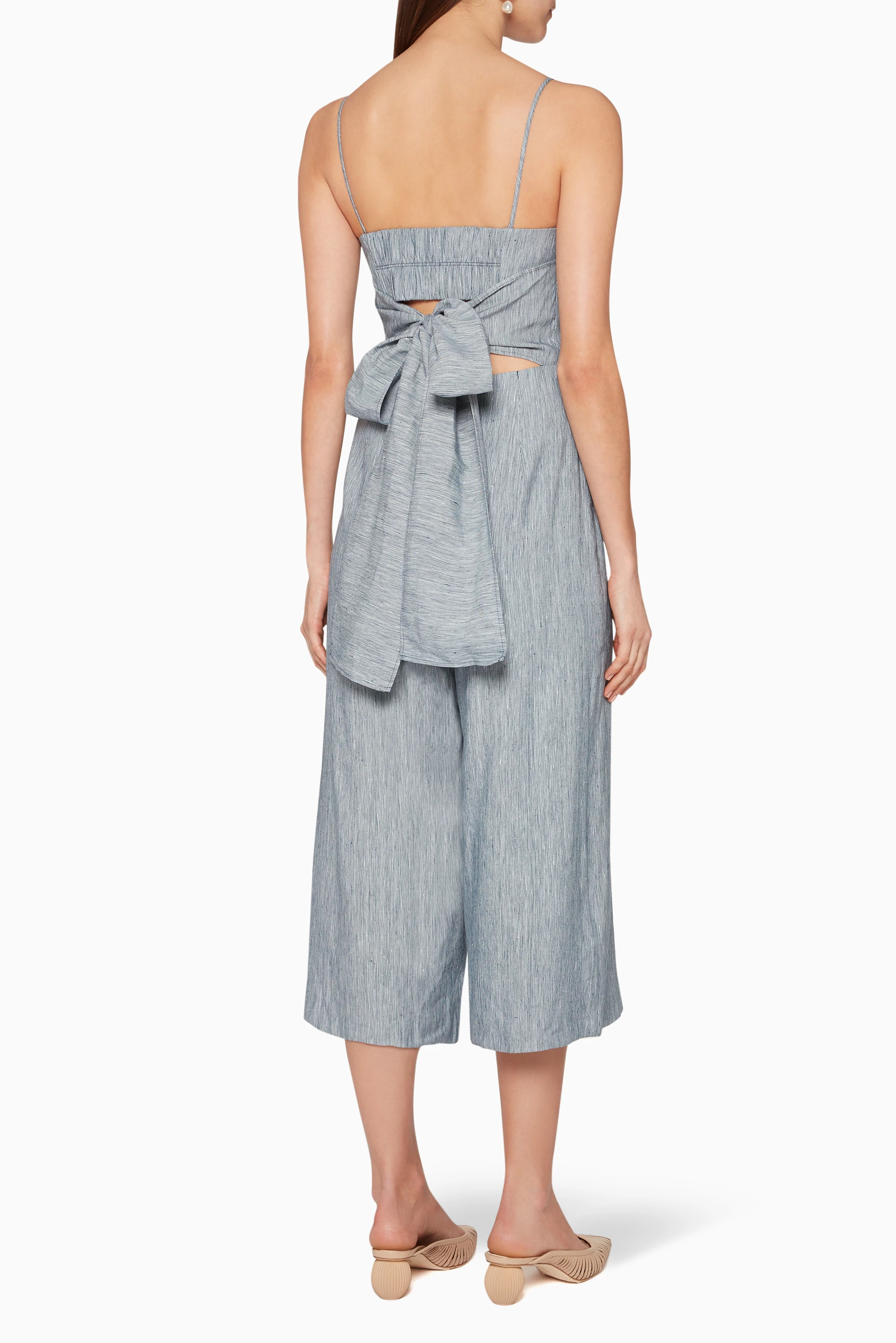 Buy Club Monaco Blue Dalennah Bow Tie Back Jumpsuit for Women in