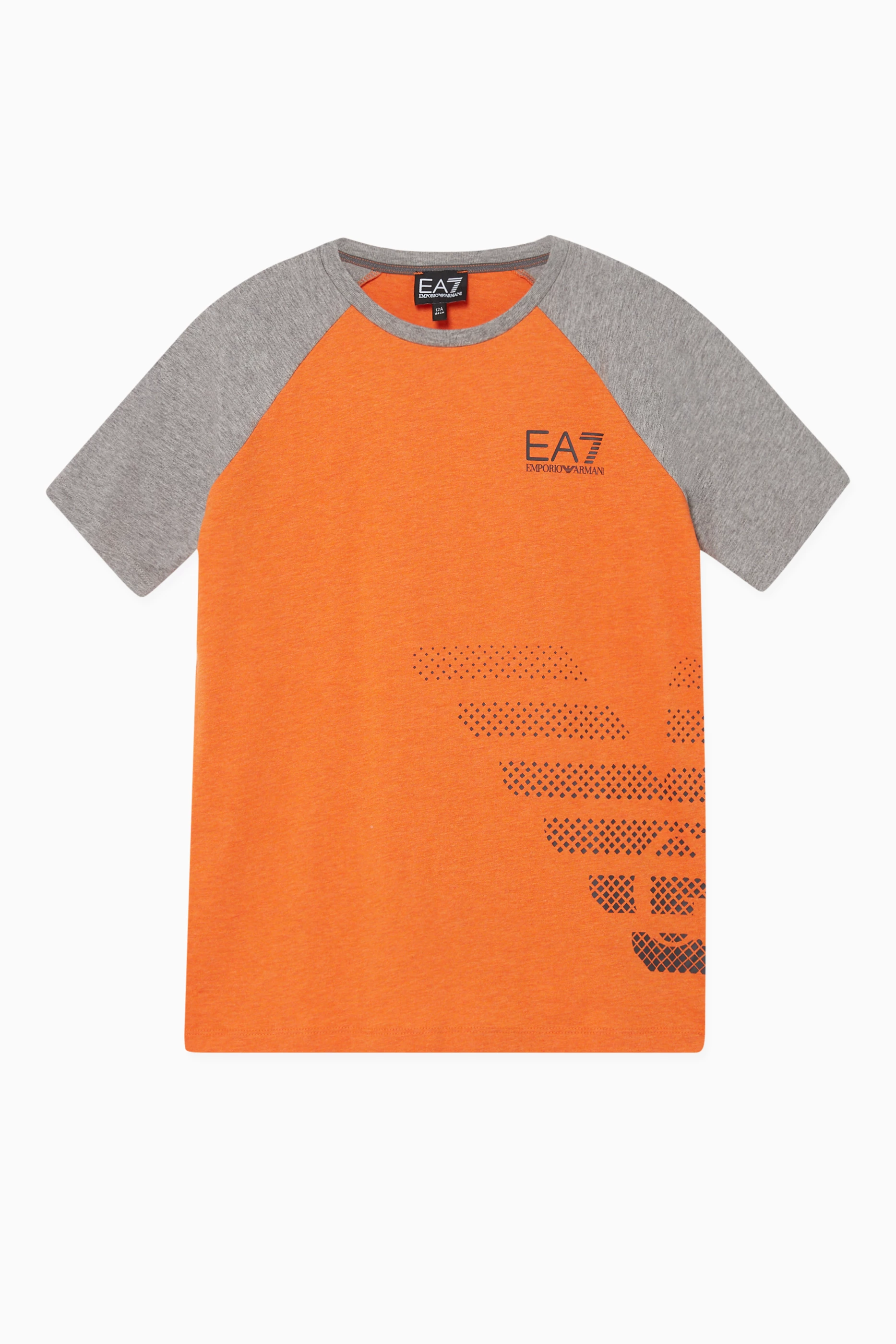 Buy Emporio Armani Orange EA7 Logo Print T Shirt for Boys in UAE